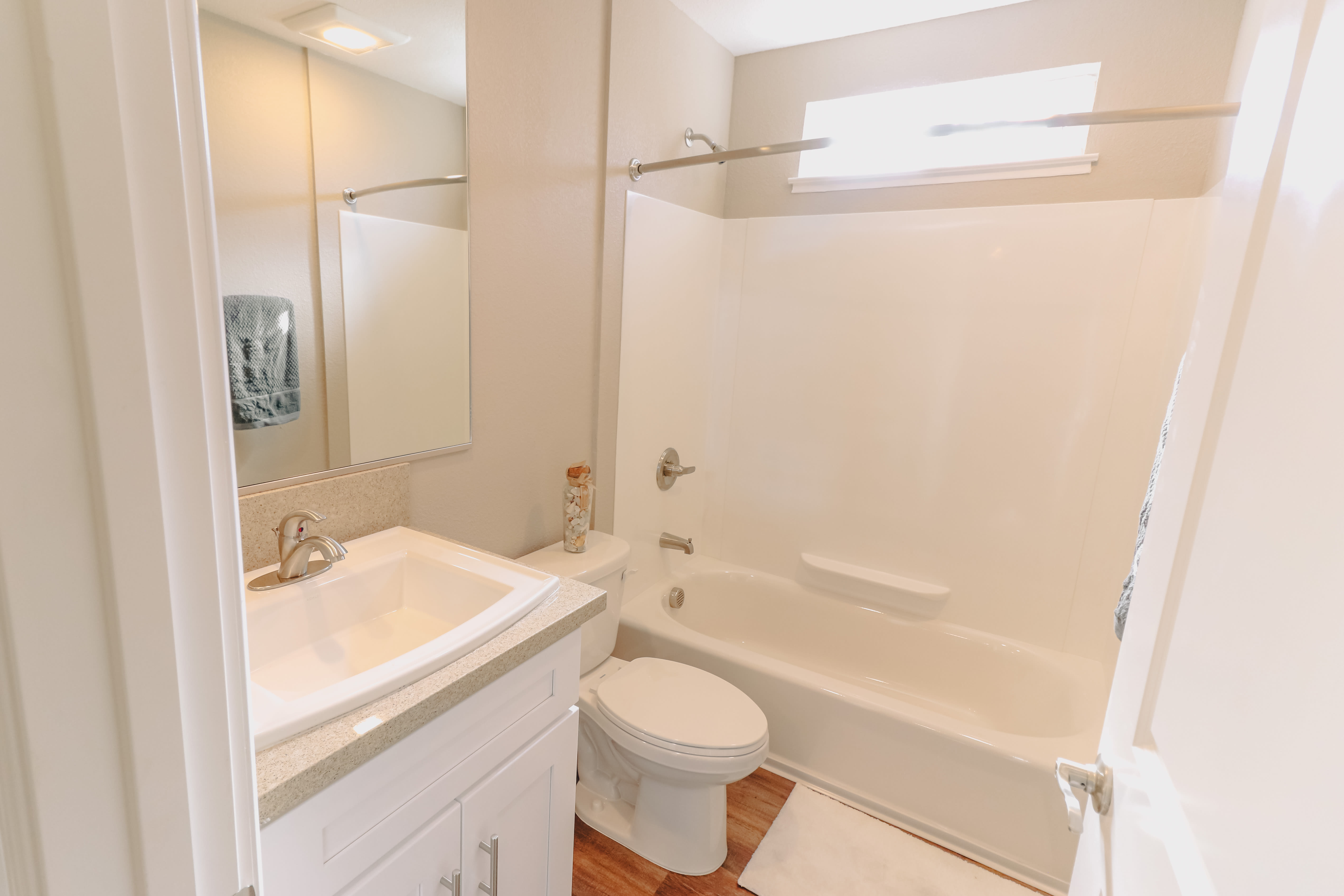 Model bathroom at Summerhill Terrace Apartment Homes in San Leandro, California
