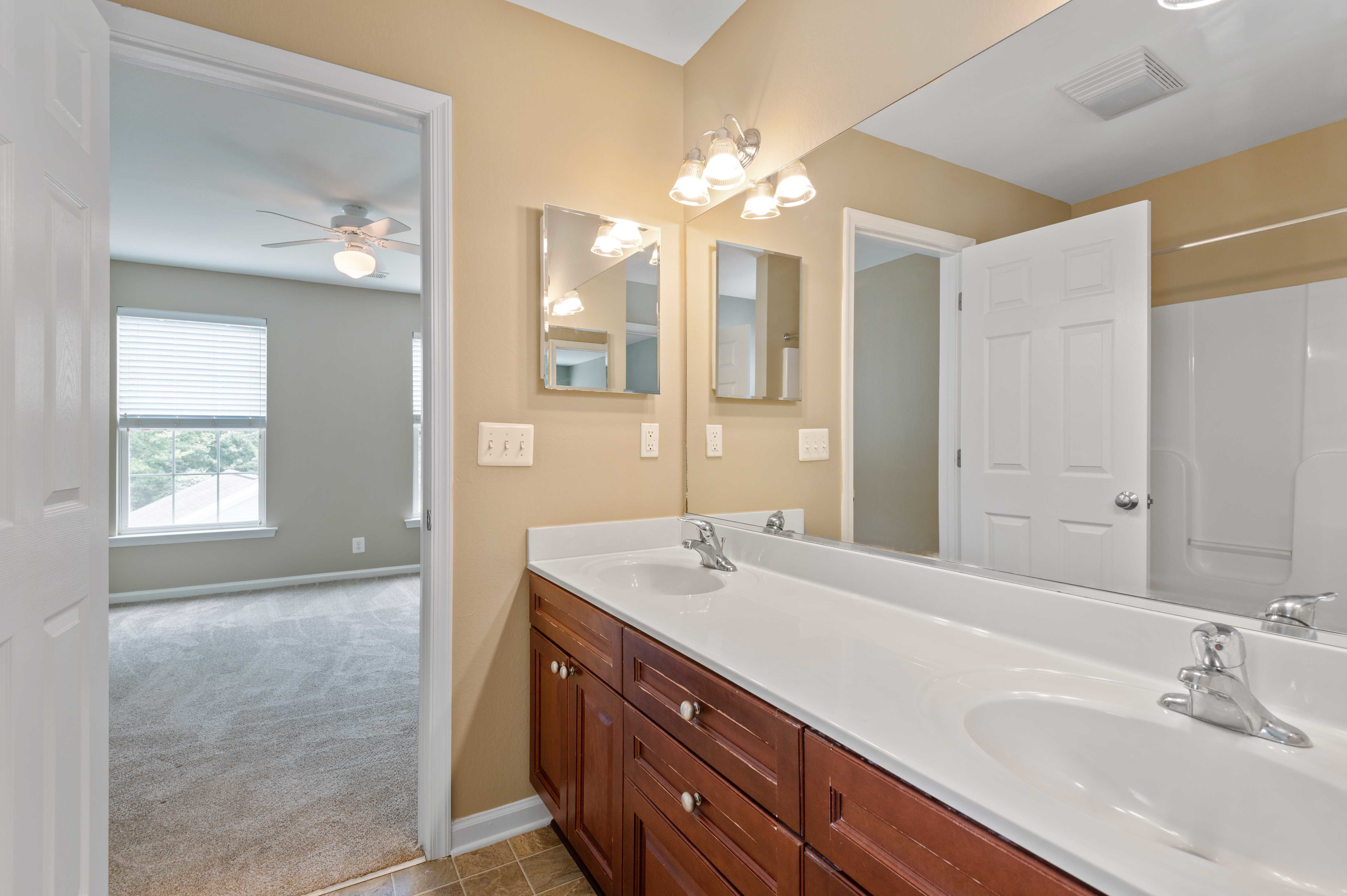 A bathroom in the main bedroom on a home at Columbia Colony in Patuxent River, Maryland