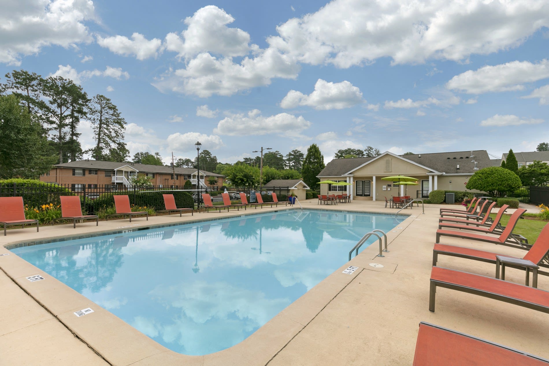 Sparkling pool and patio at Galleria Courtyards in Smyrna, Georgia