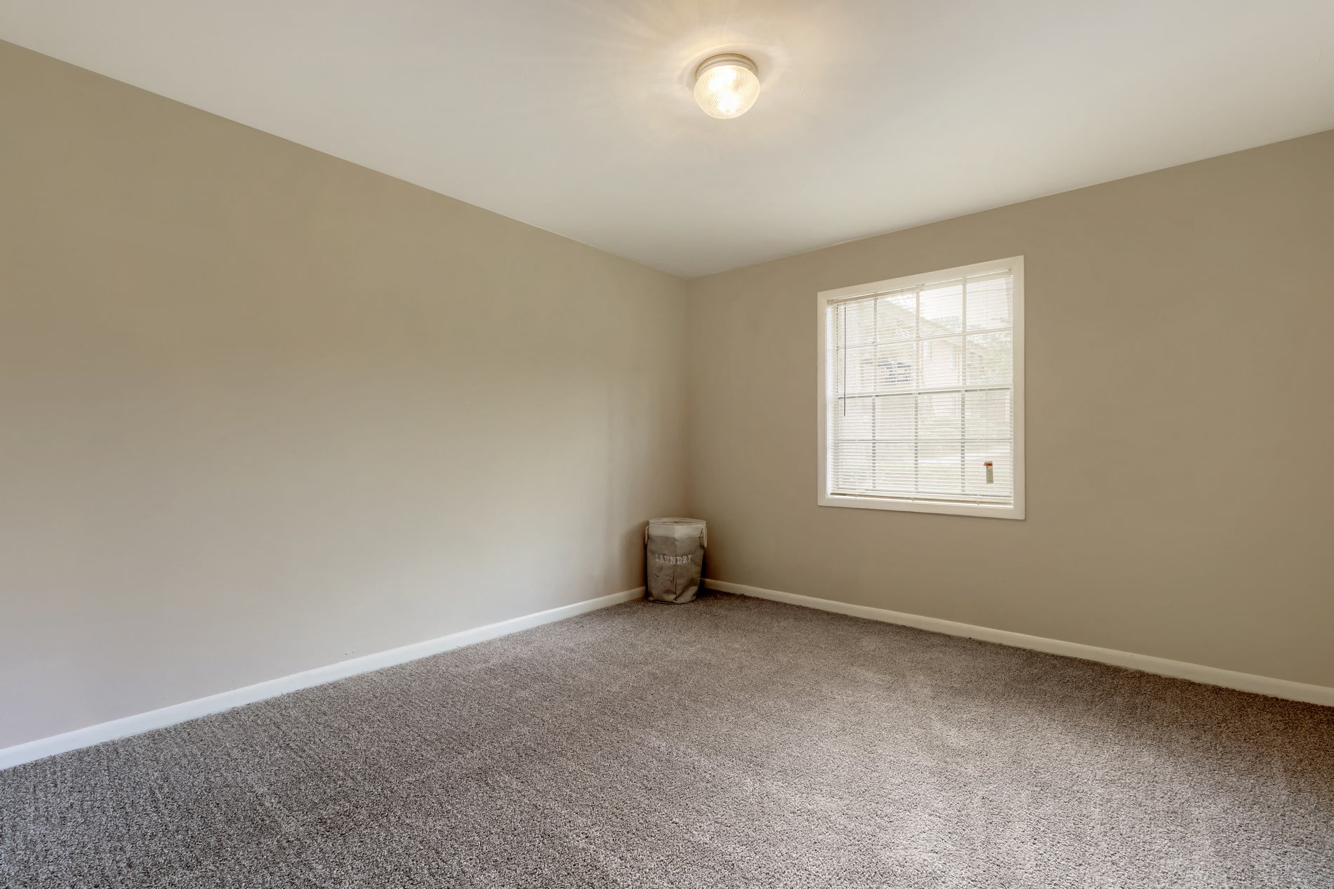 Spacious carpeted bedroom at ibex Park in Smyrna, Georgia