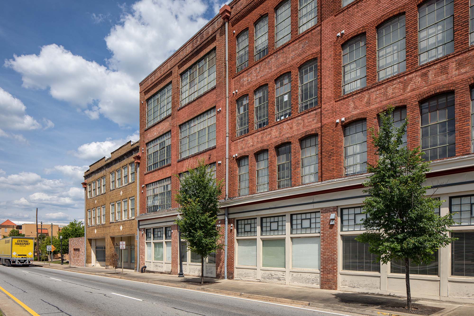 Our community's iconic brick exterior at Broadway Lofts in Macon, Georgia