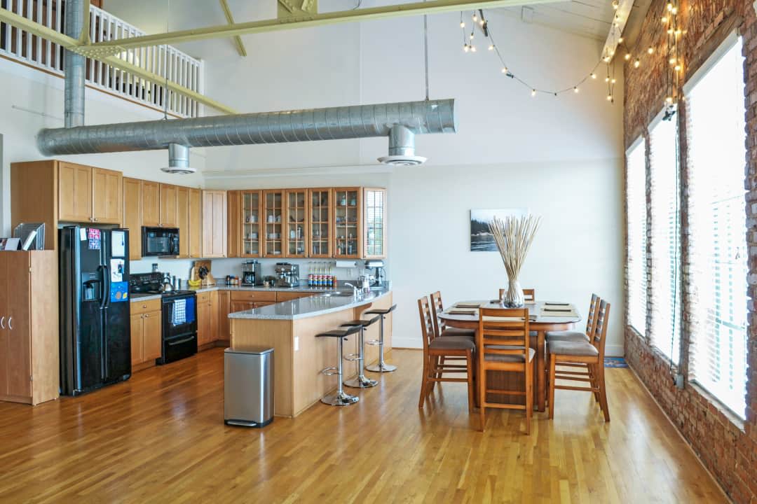 spacious kitchen at Broadway Lofts in Macon, Georgia