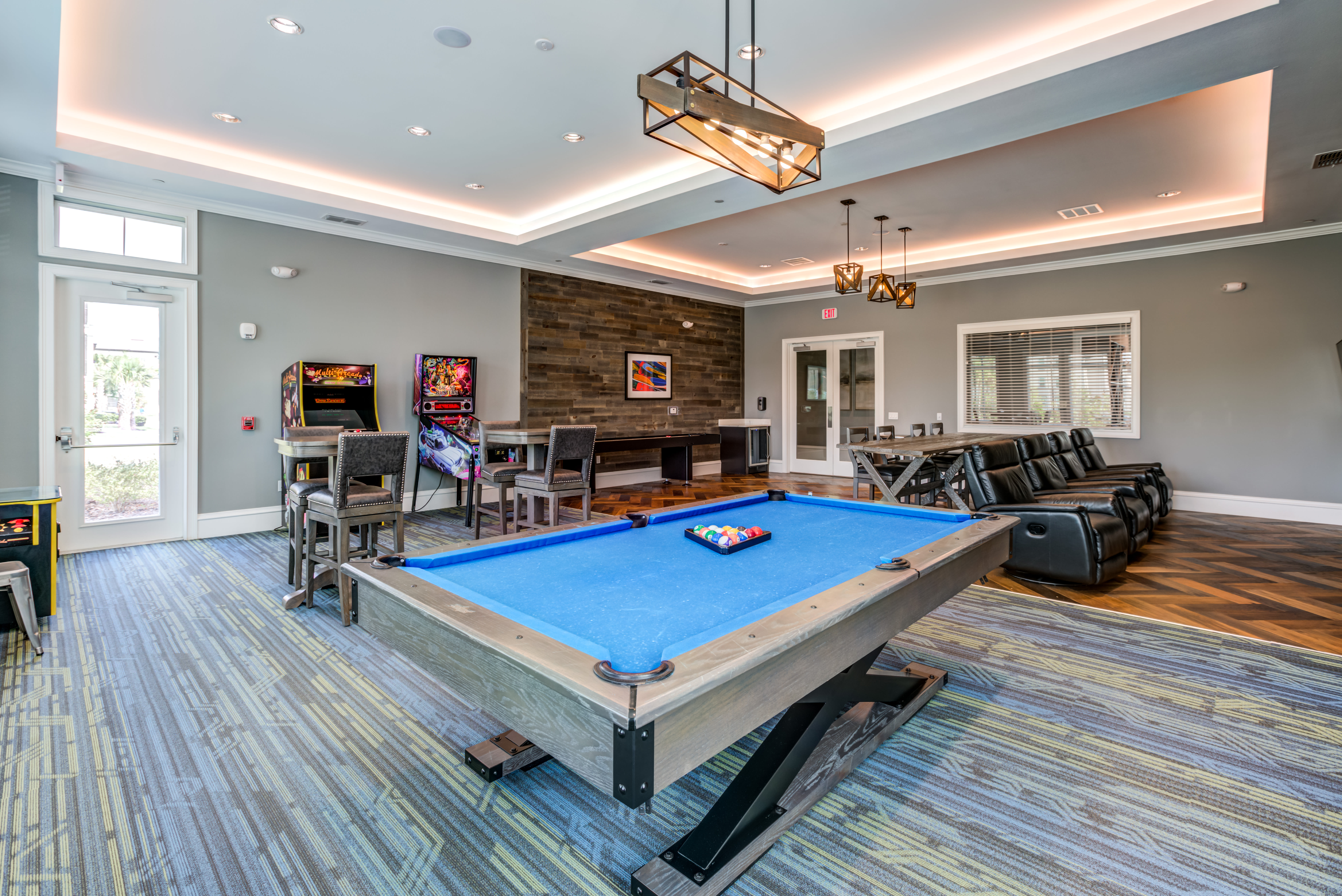 Entertainment room with billiards table at The Loop at 2800 in Sarasota, Florida