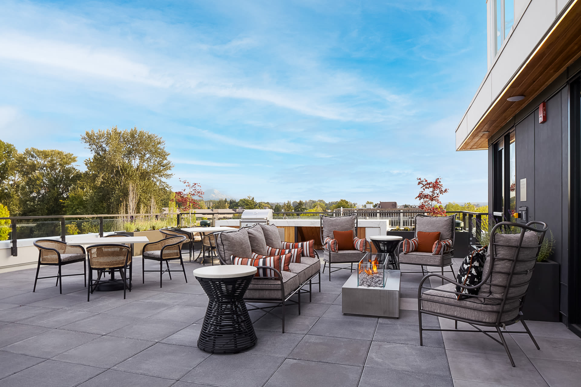 Outdoor seating at Holden Southcenter in Tukwila, Washington.