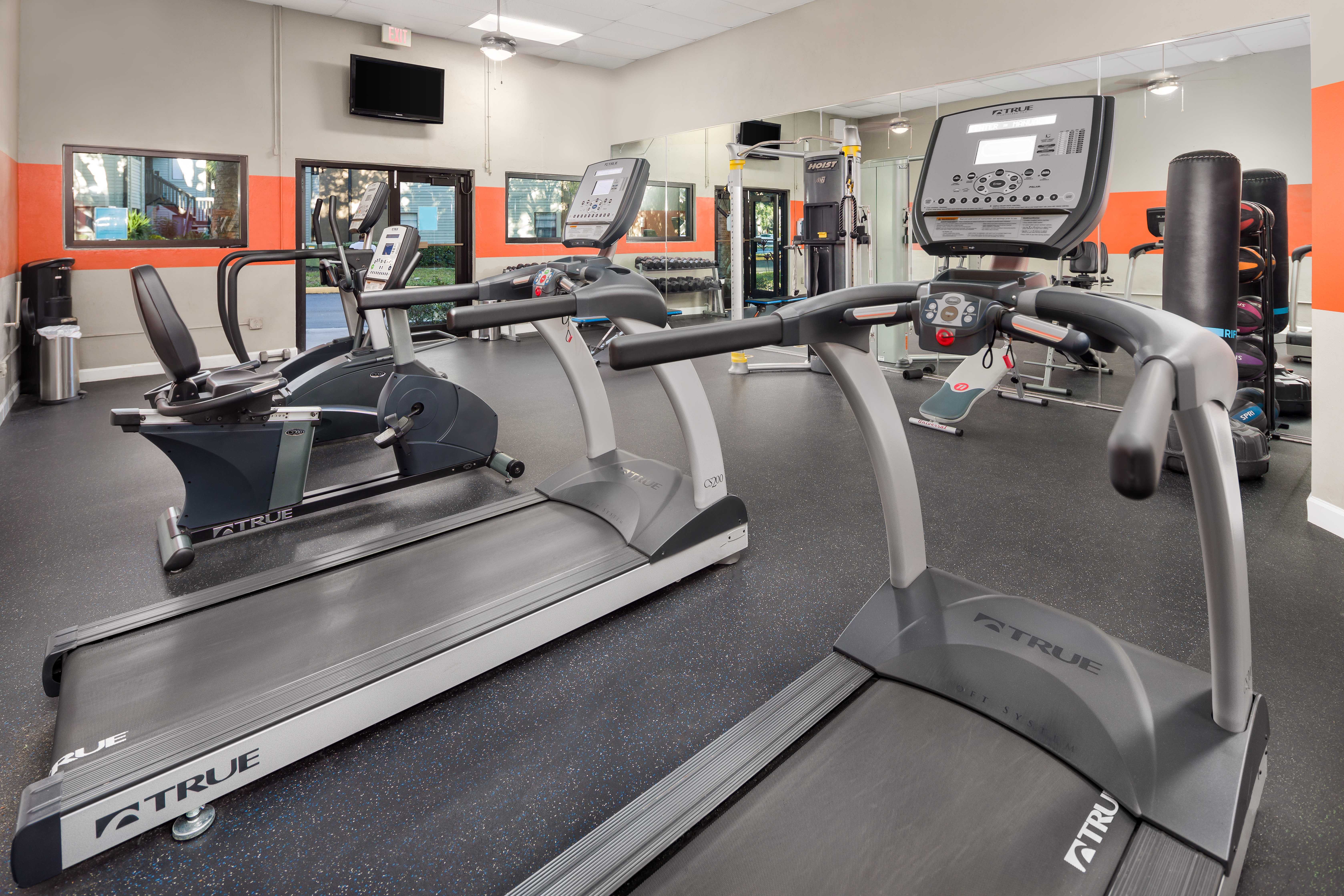 Well-equipped fitness center at City Harbor in Melbourne, Florida