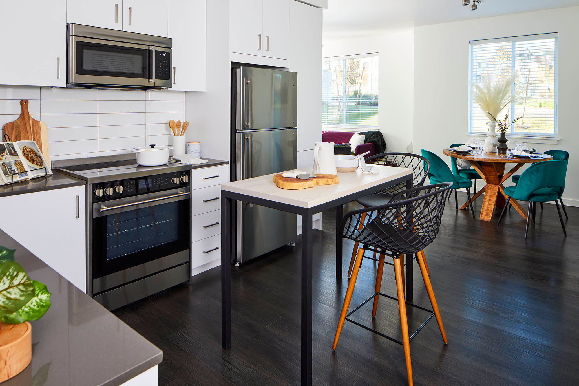 Kitchen with steel appliances at Ambrose in Bremerton, Washington