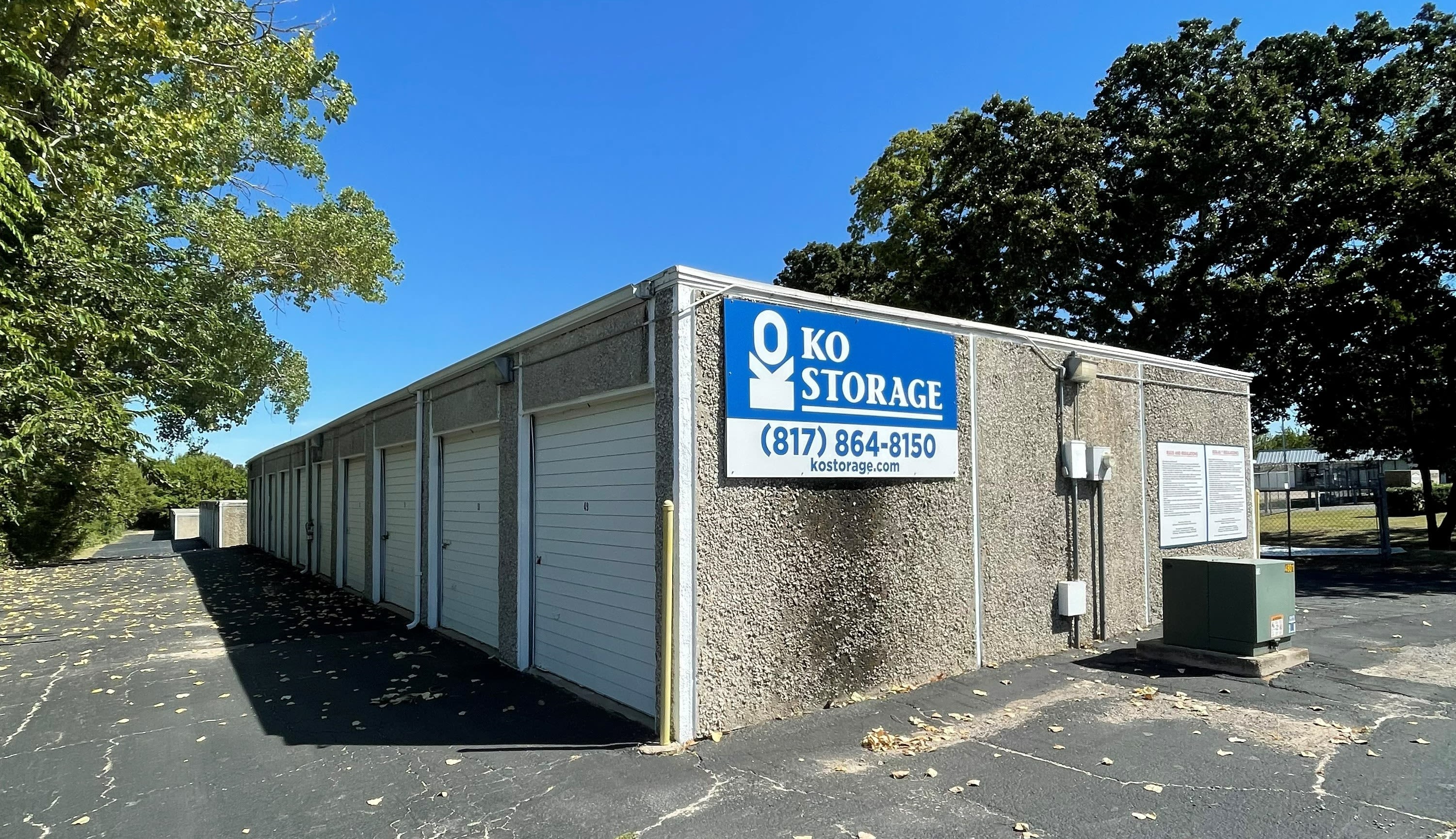 Unit size guide from KO Storage in Weatherford, Texas