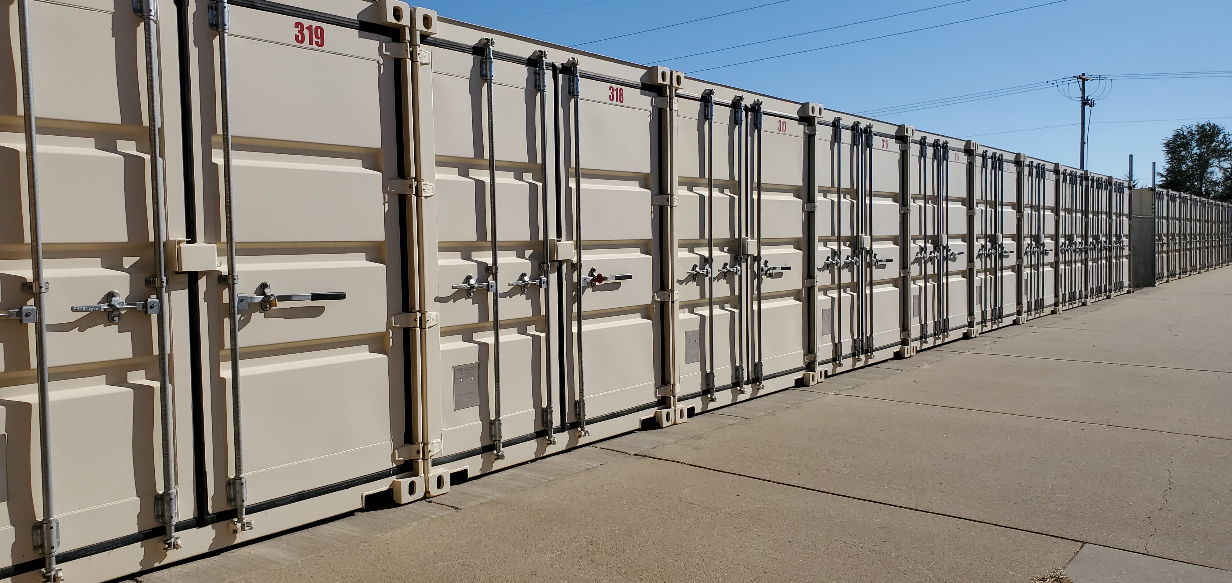 A moving truck outside of storage units at KO Storage in Salina, Kansas