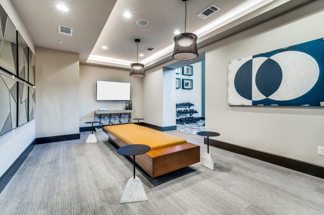 Office and seating area at OLIVIAN at the Realm in Lewisville, Texas