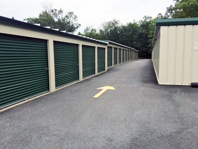 Exterior view of storage complex with American flag at KO Storage in Staatsburg, New York
