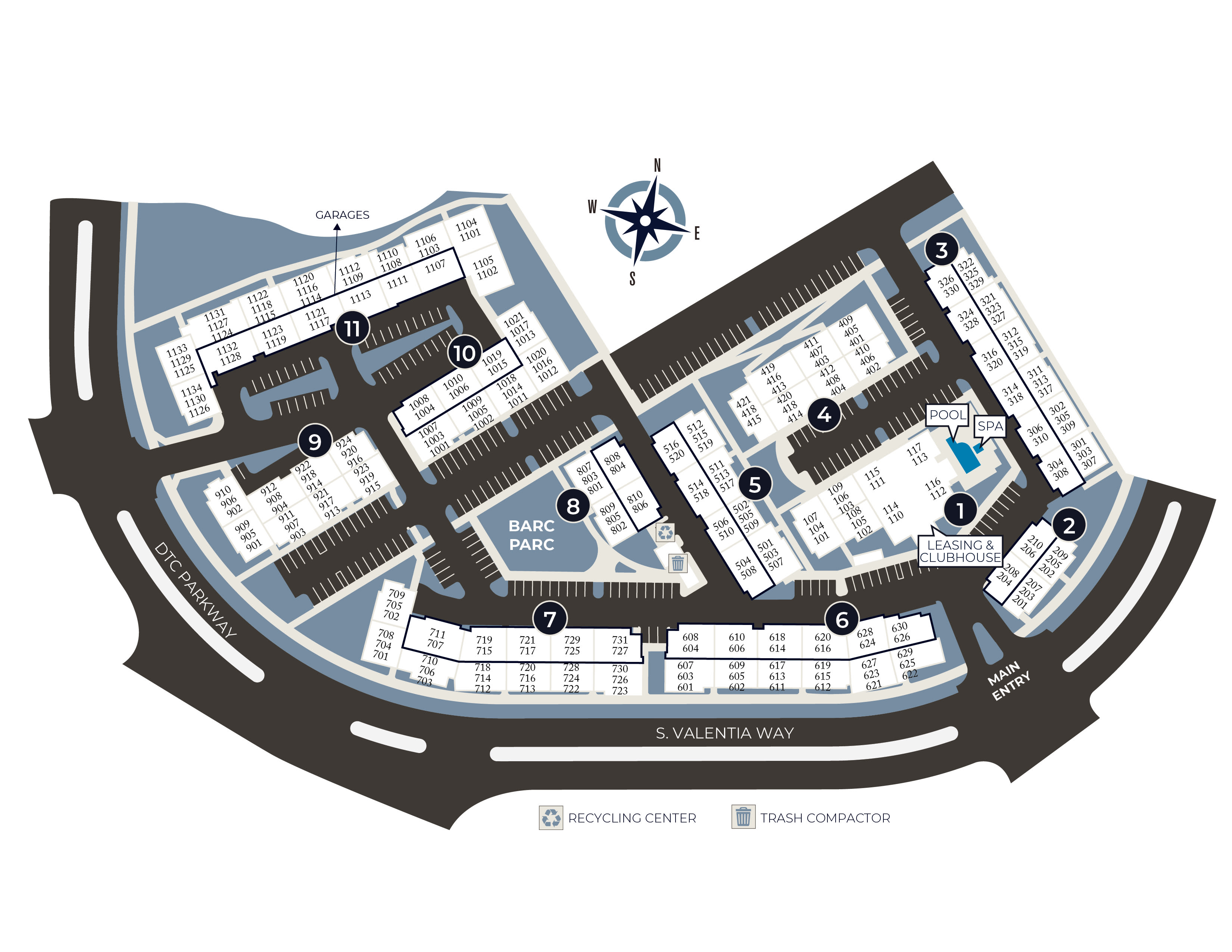 Community site map for The Parc at Greenwood Village in Greenwood Village, Colorado