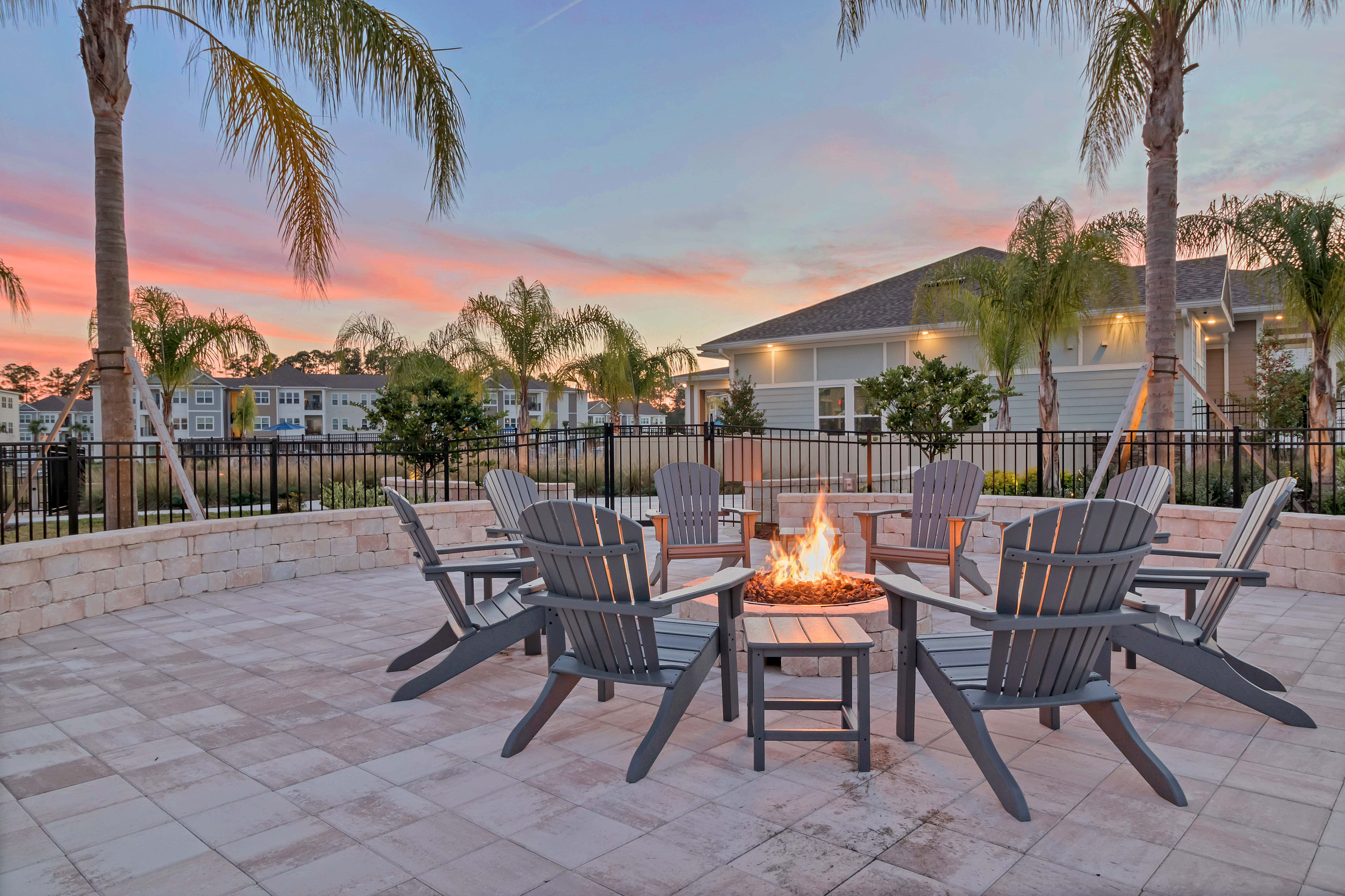 Firepit and social area at The Carlton at Bartram Park in Jacksonville, Florida