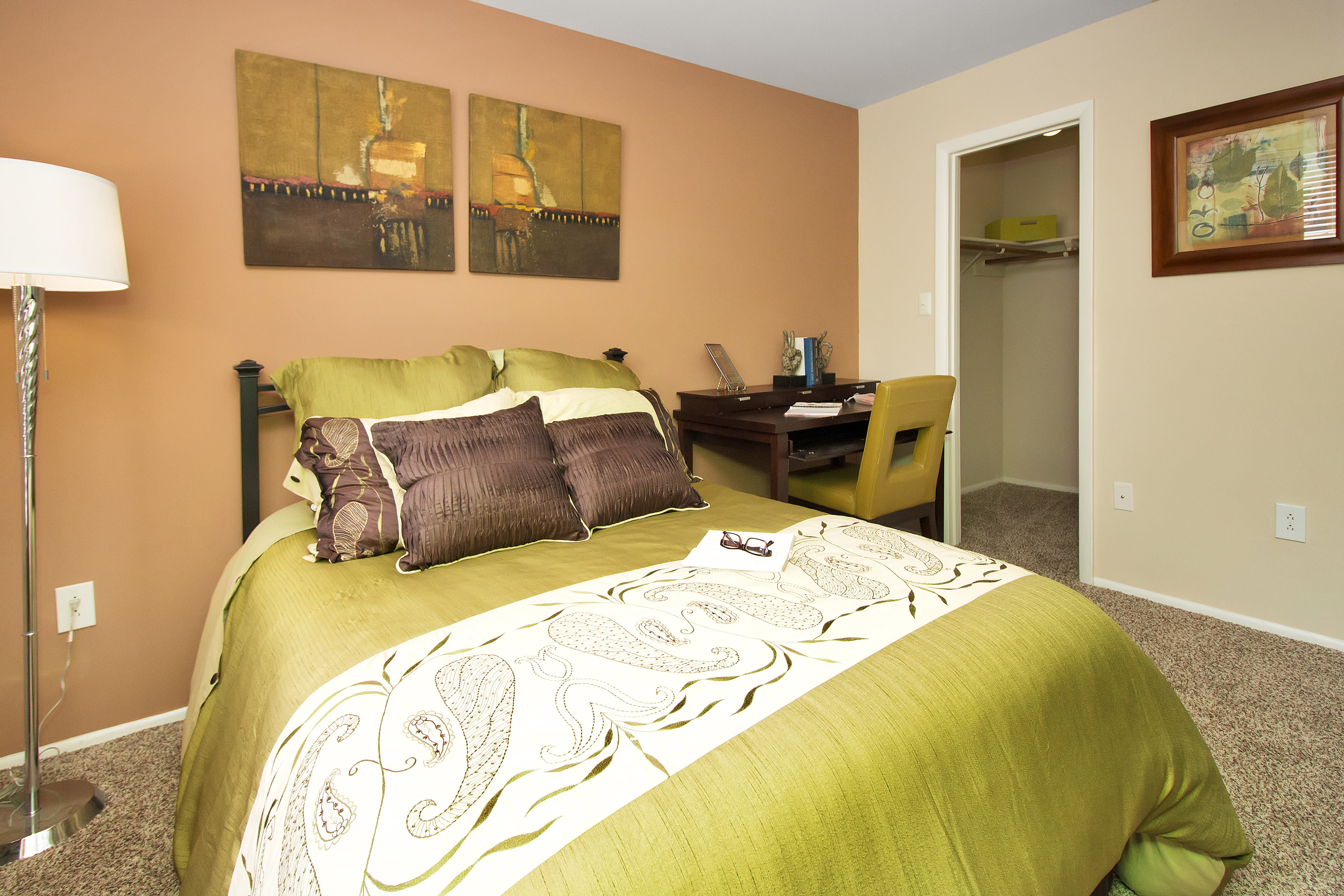 Brightly lite bedroom with closet at Runaway Bay Apartments in Virginia Beach, Virginia