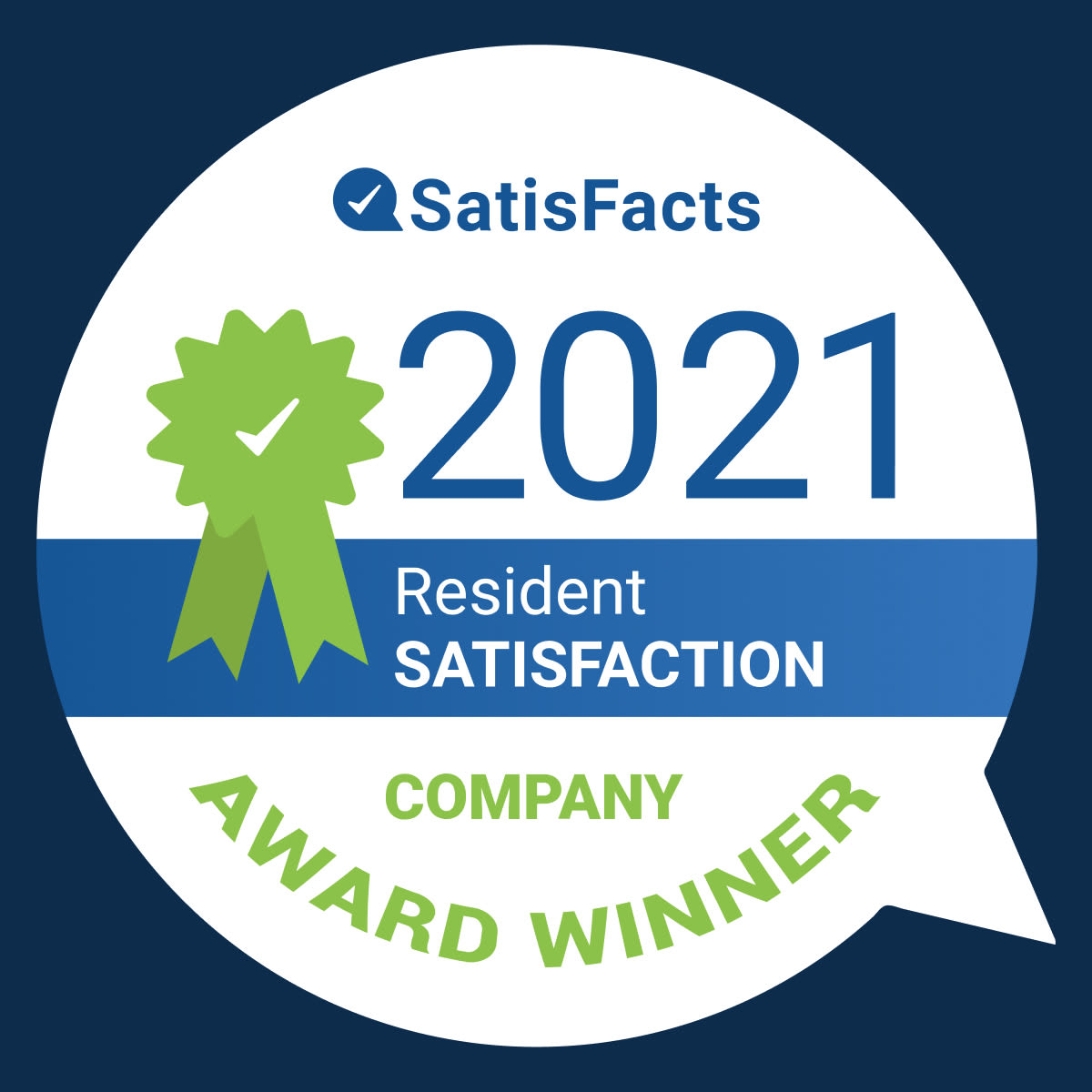 2021 SatisFact Resident Satisfaction Award Winner