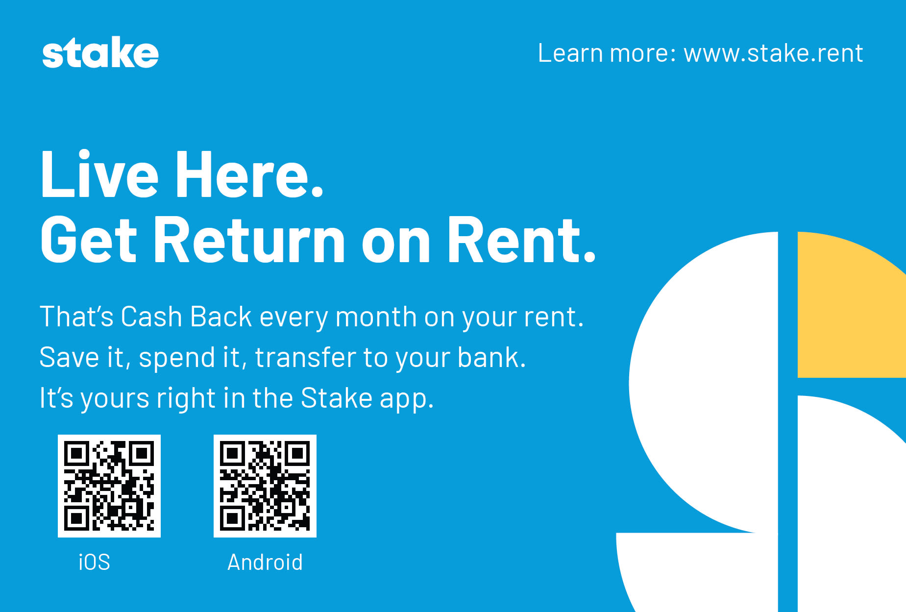 Cash Back Rewards graphic with QR codes