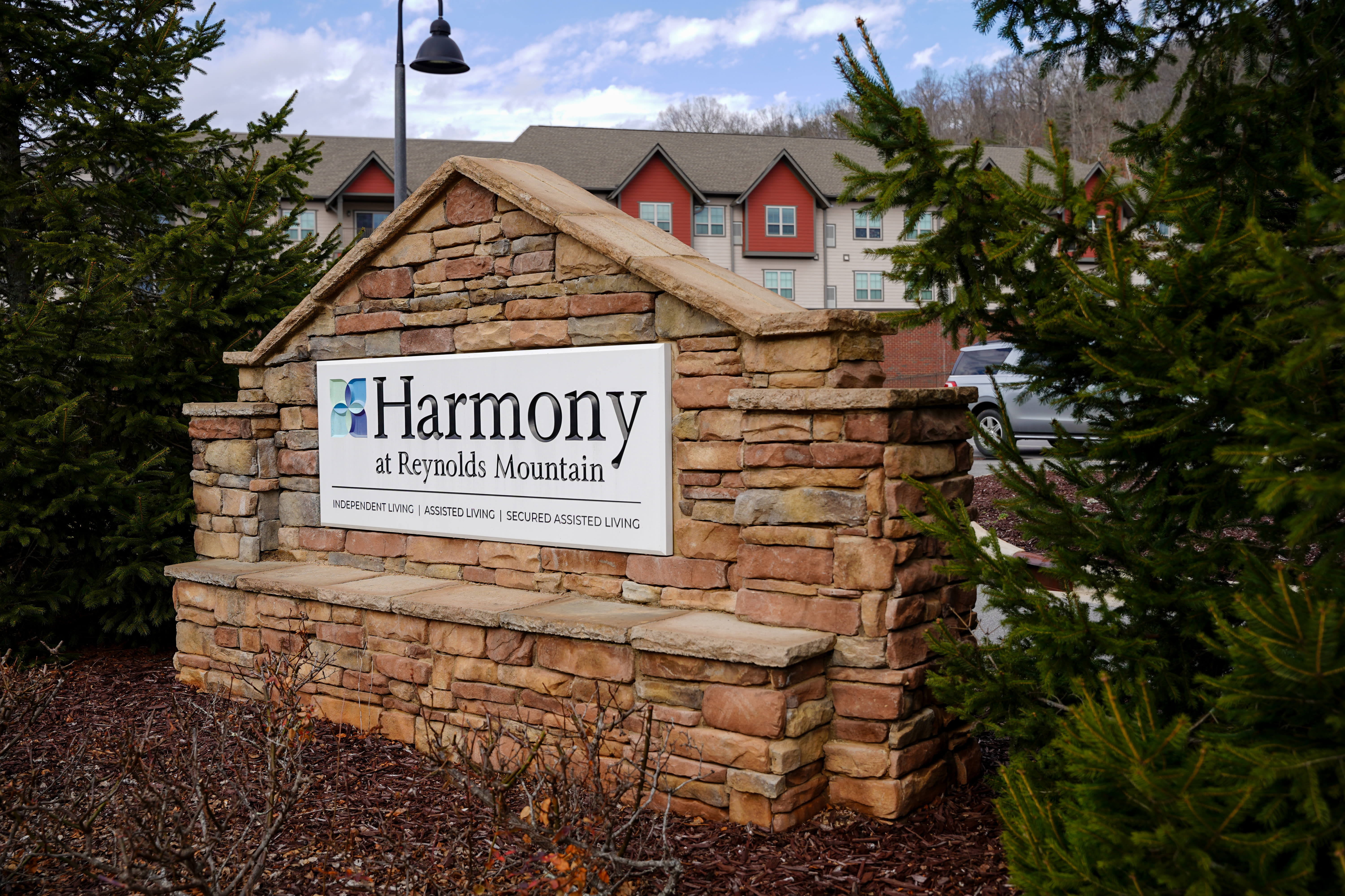 Main signage at Harmony at Reynolds Mountain in Asheville, North Carolina