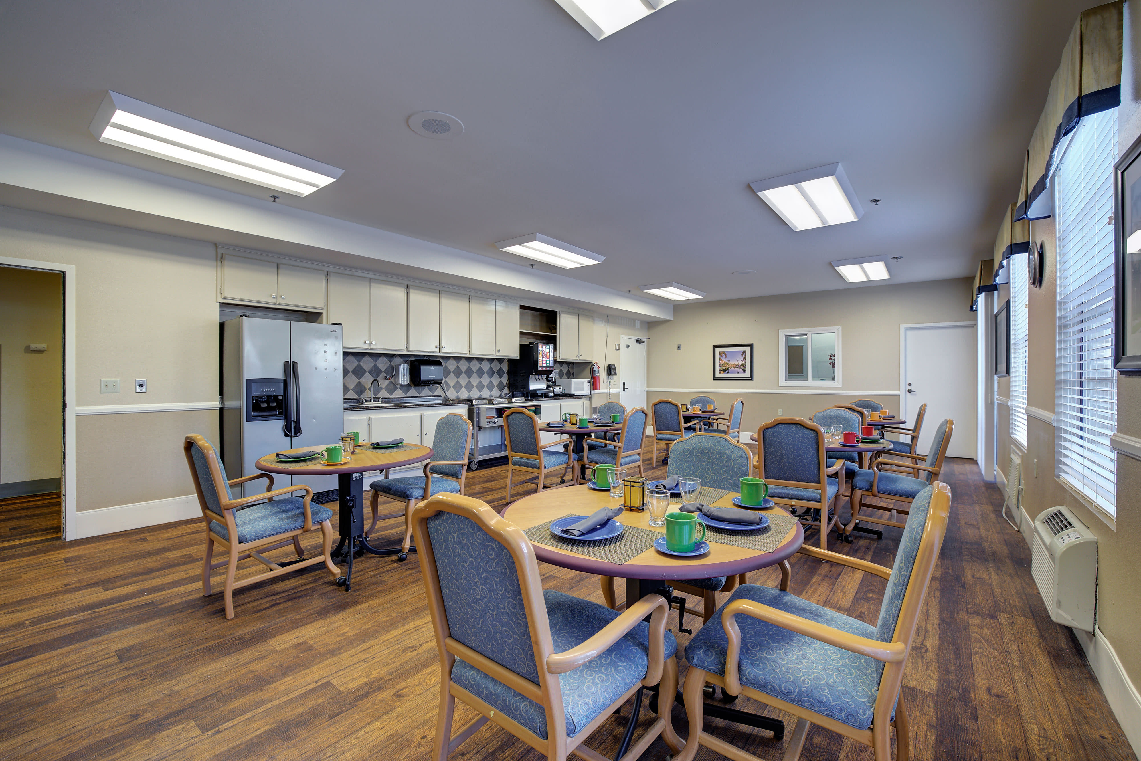 Cafe with cozy seating at Pacifica Senior Living Bonita in Chula Vista, California