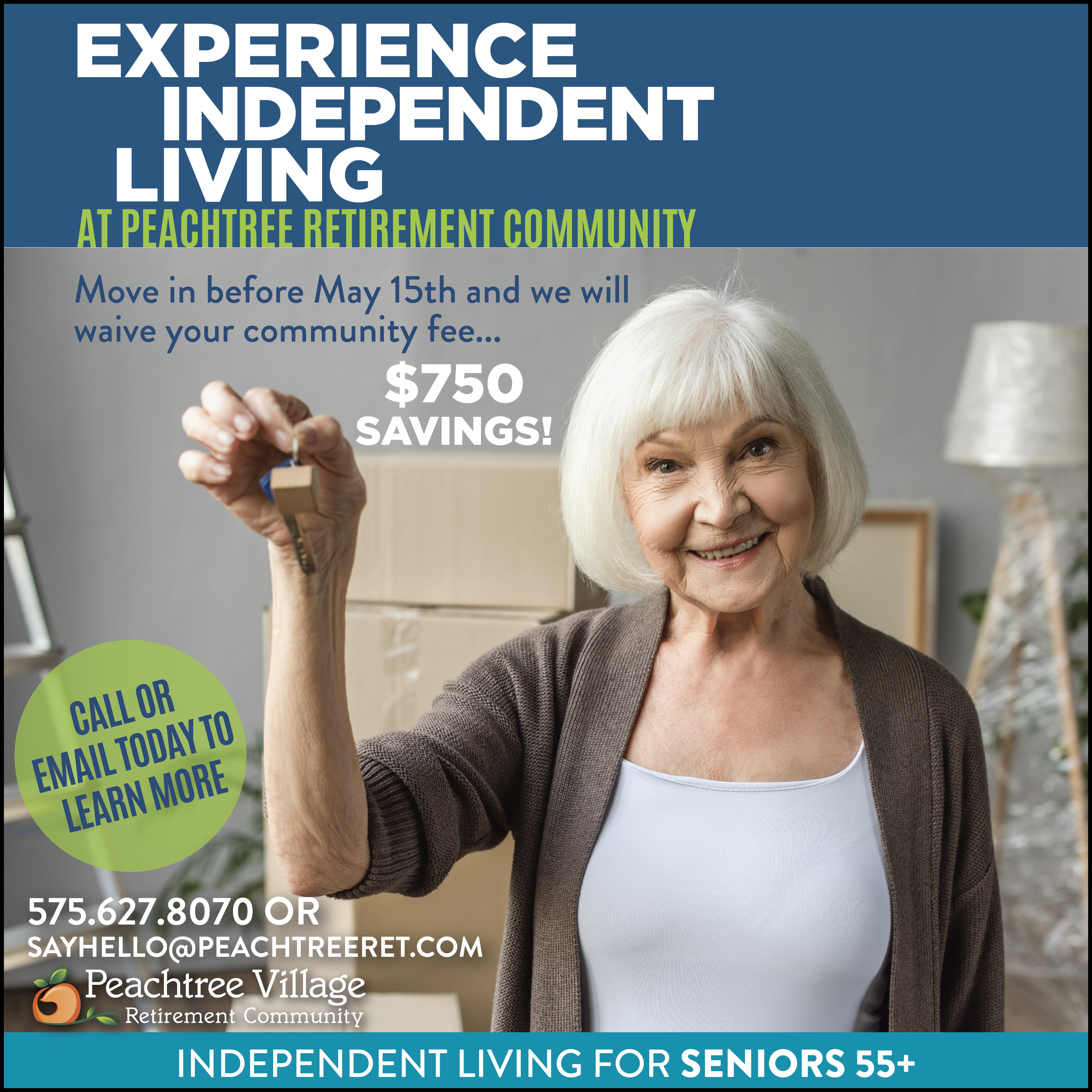 Specials flyer at Peachtree Village Retirement Community