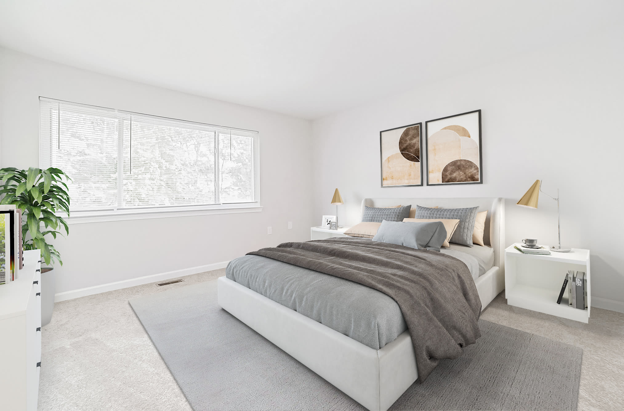 Bedroom with windows at Beacon Pointe Apartments & Townhomes in Sparrows Point, Maryland