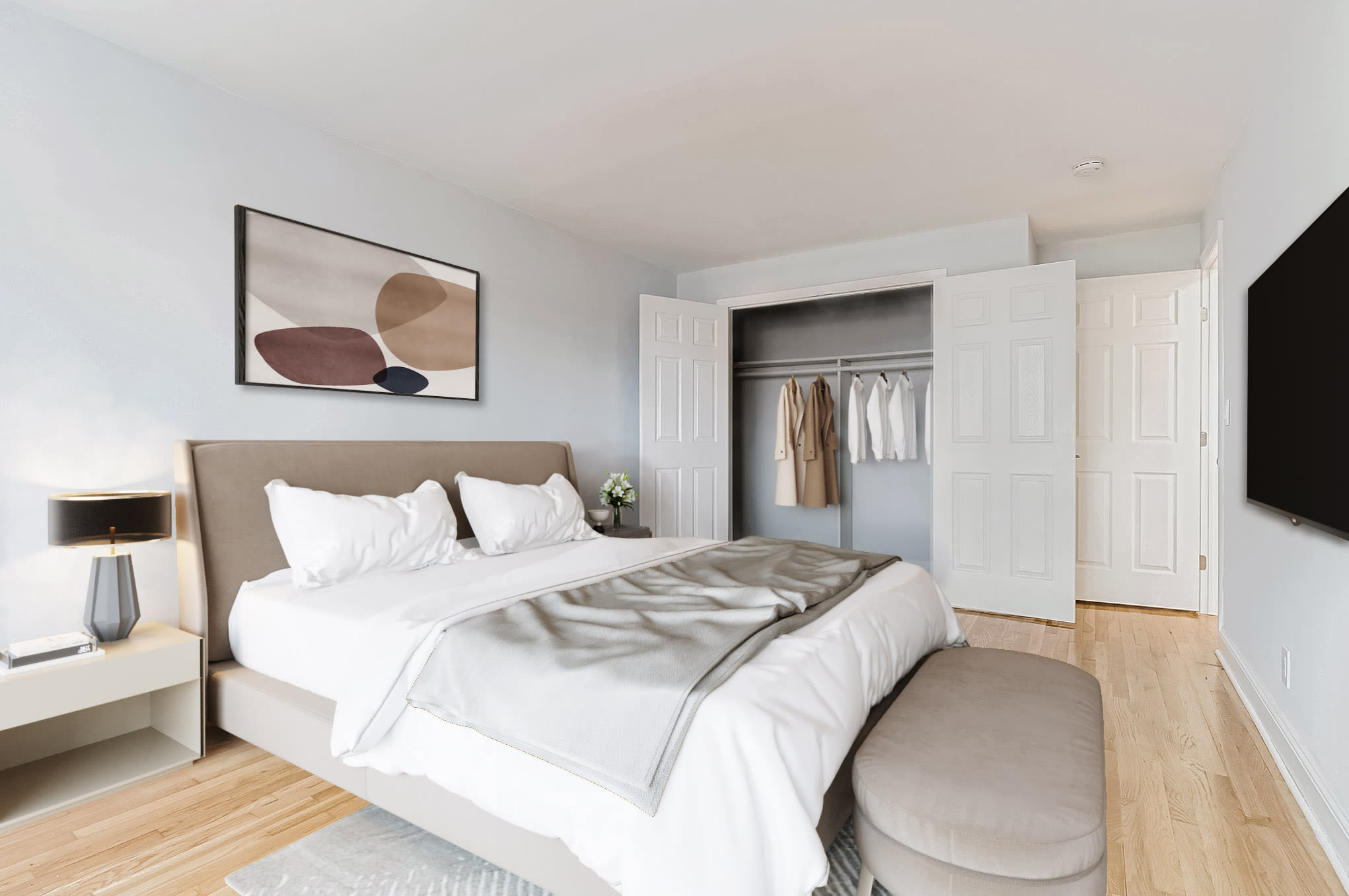 Large closet in bedroom at Eagle Rock Apartments at Carle Place in Carle Place, New York