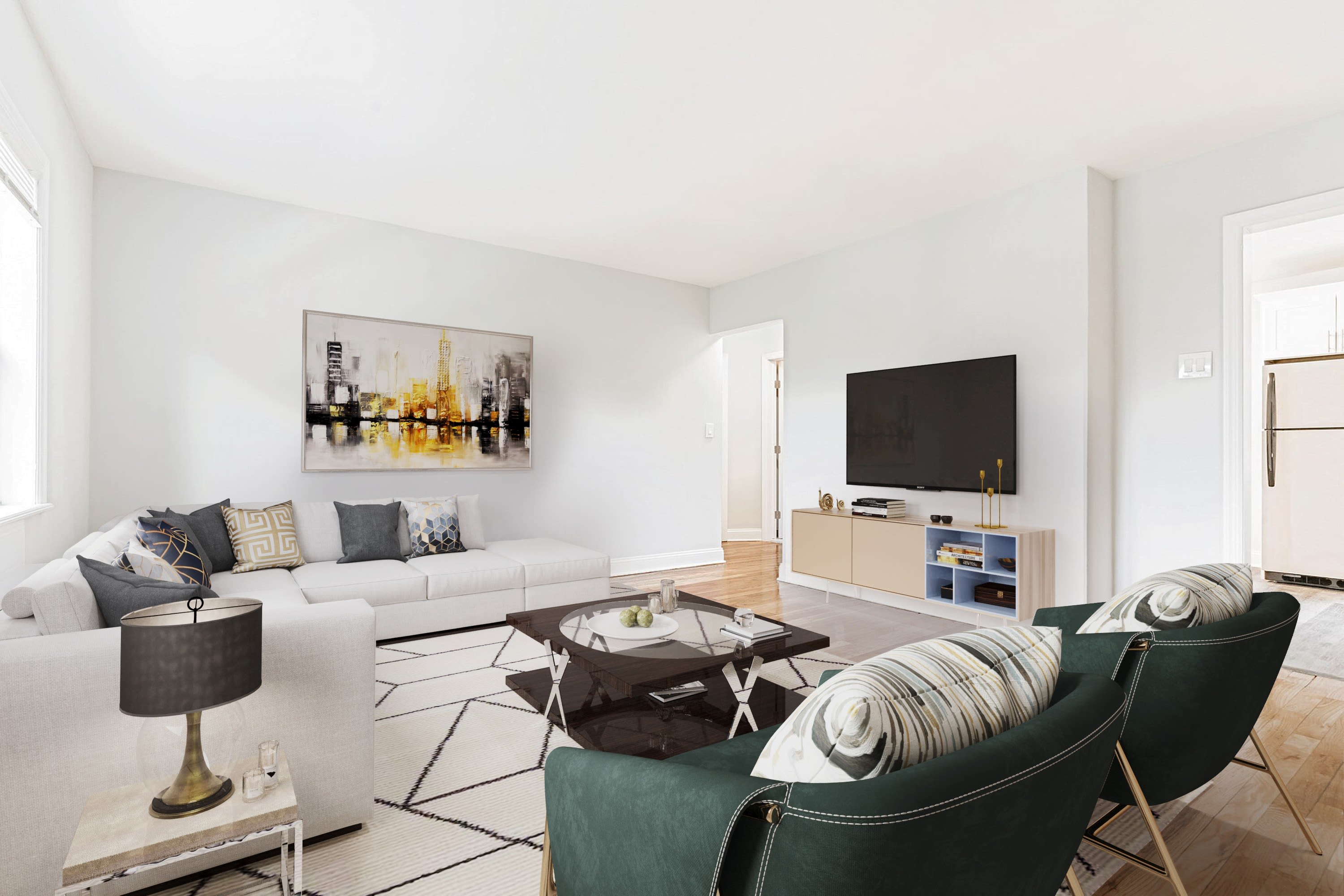 Large living room space at Eagle Rock Apartments at Huntington Station in Huntington Station, New York