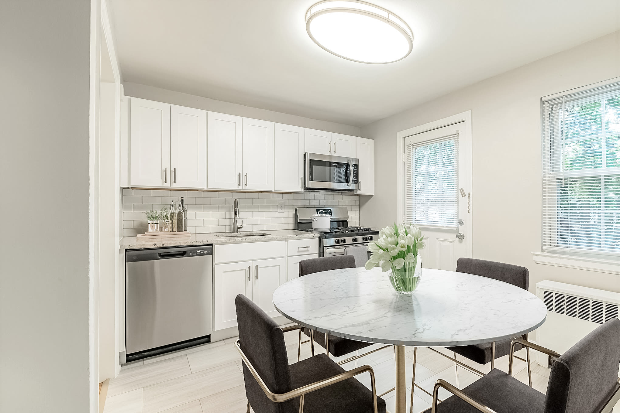 Updated kitchen appliances at Eagle Rock Apartments at Maplewood in Maplewood, New Jersey