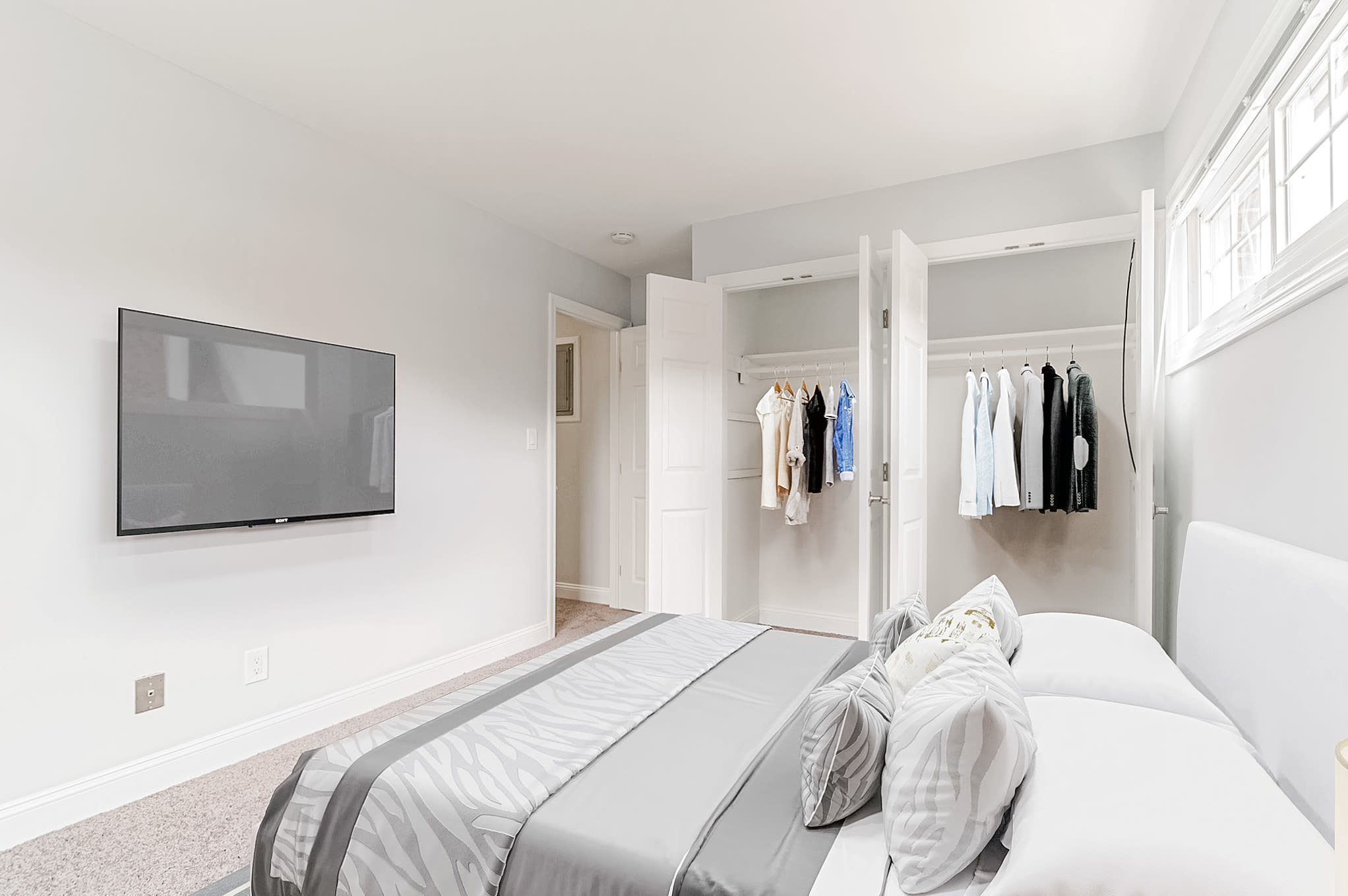 Two bedroom closets at Eagle Rock Apartments at Mineola in Mineola, New York