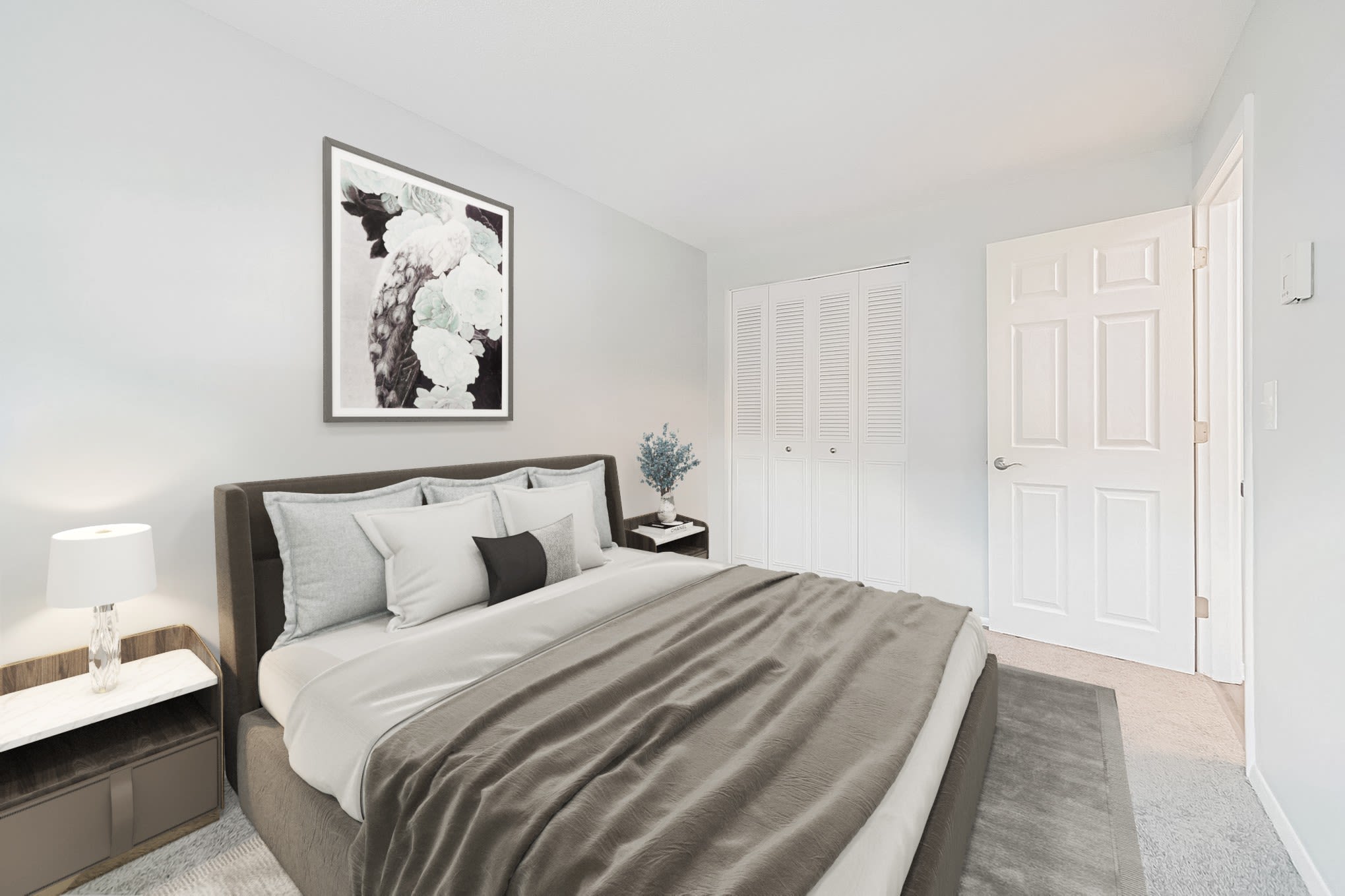 Cozy bedroom at Eagle Rock Apartments at Nashua in Nashua, New Hampshire