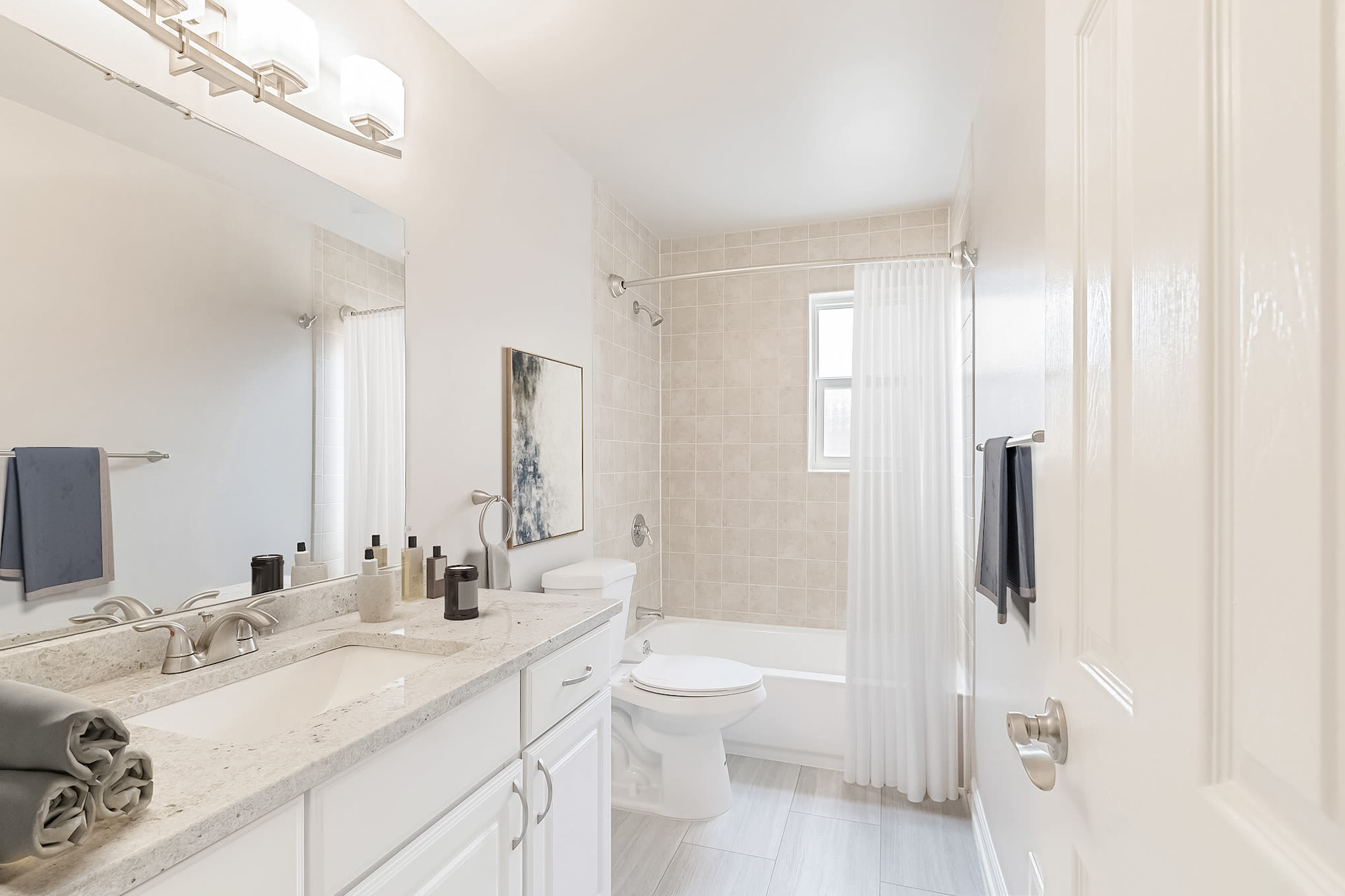 Modern bathroom at Eagle Rock Apartments at North Plainfield in North Plainfield, New Jersey