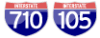 Interstate Highway signs for I710 and I105
