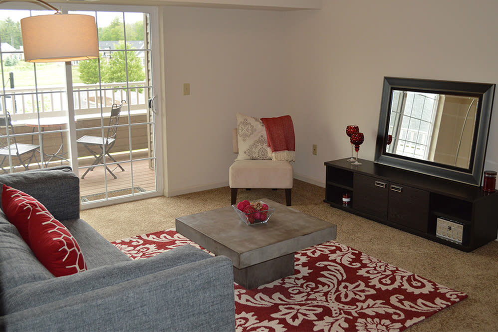 Living room at Greenwood Cove Apartments in Rochester, New York
