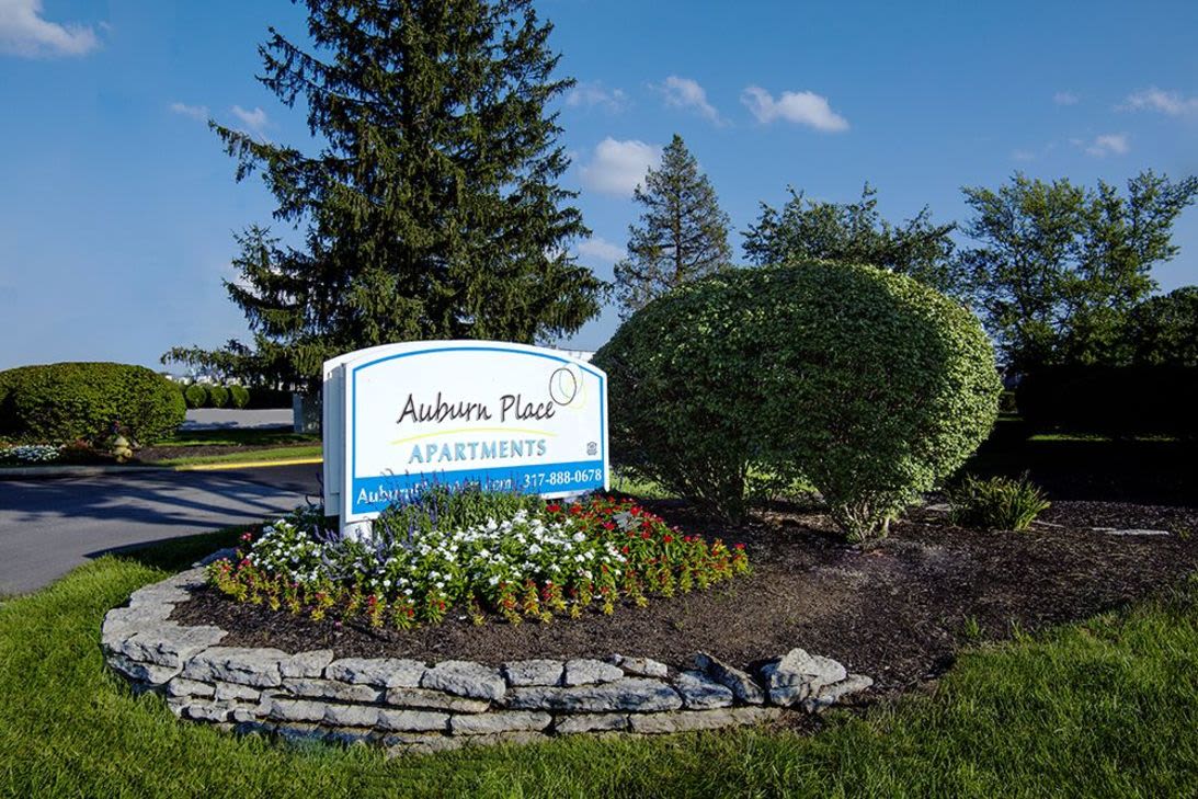 Sign outside of Auburn Place in Greenwood, Indiana