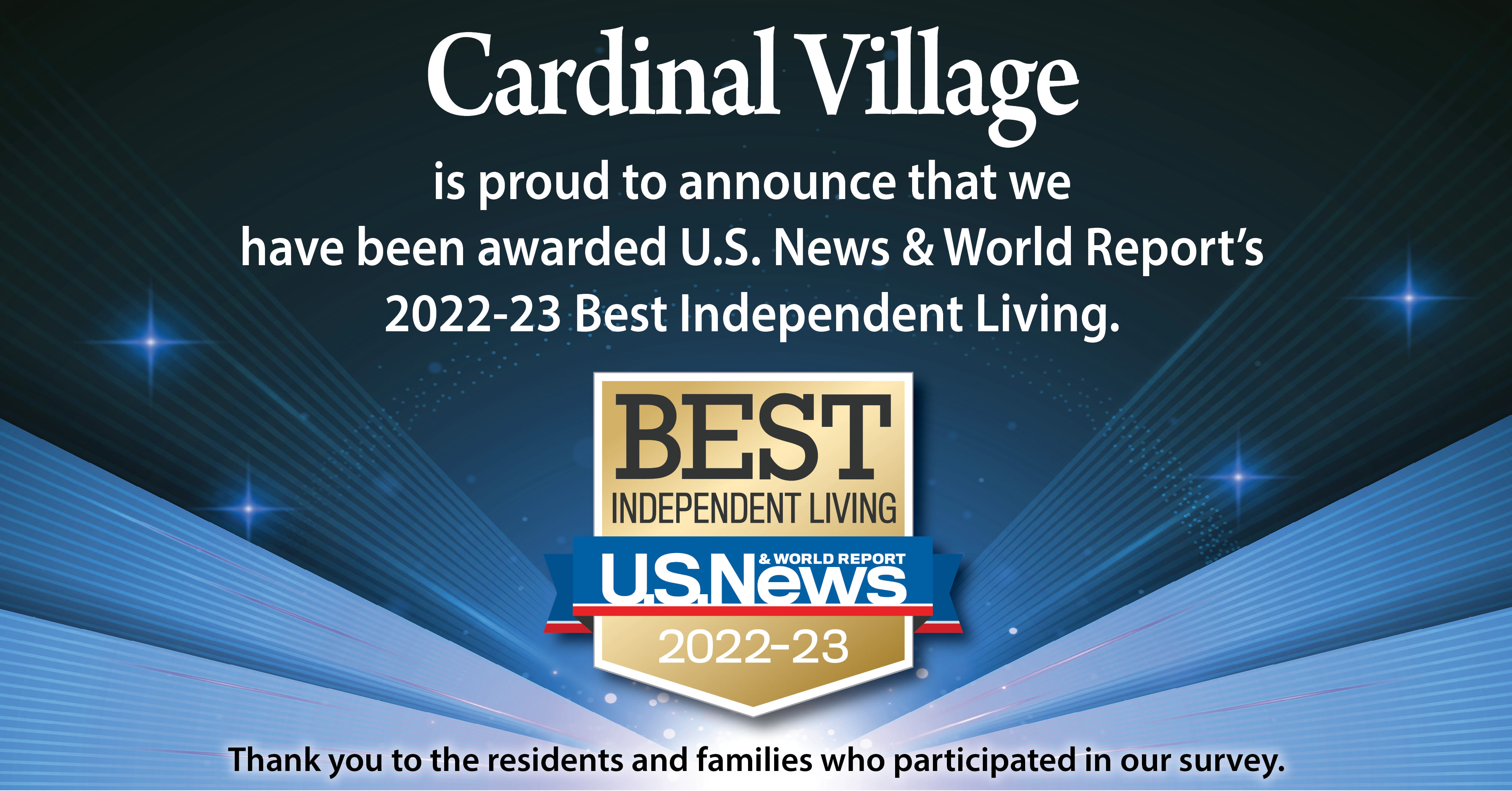 US News Best Senior Living Award 2022 for Cardinal Village