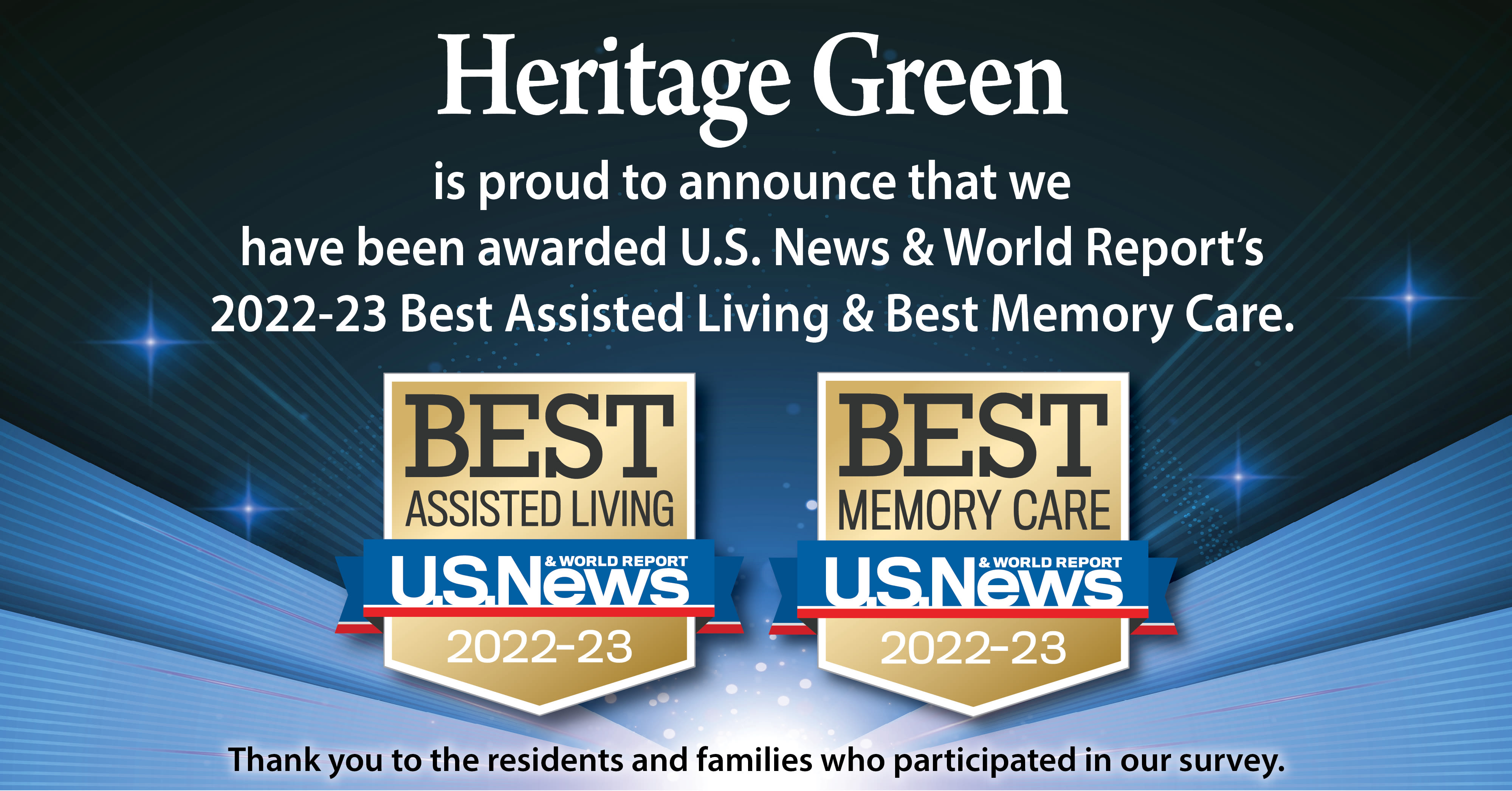 US News Best Senior Living Award 2022 for Heritage Green
