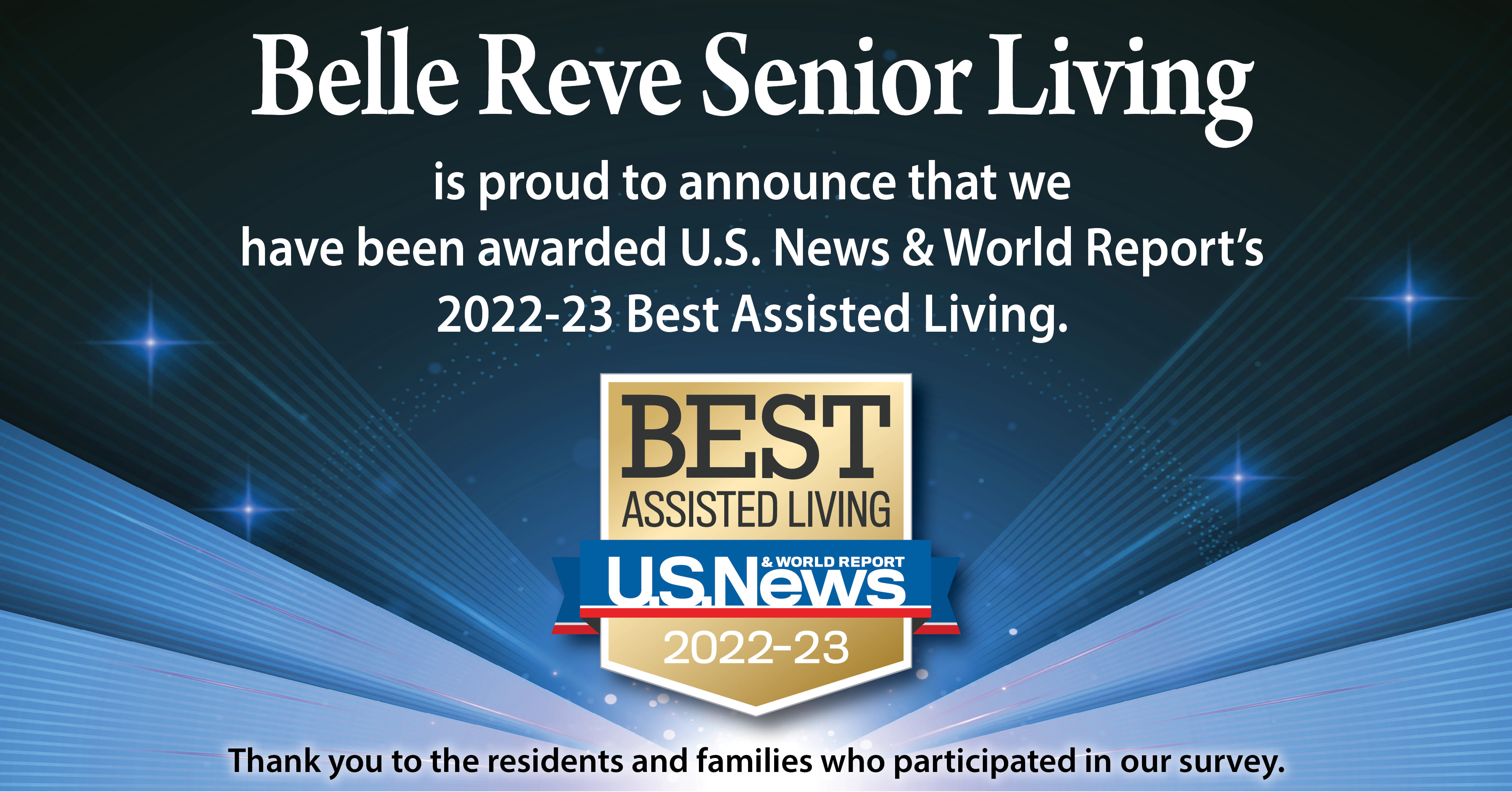 US News Best Senior Living Award 2022 for Belle Reve Senior Living