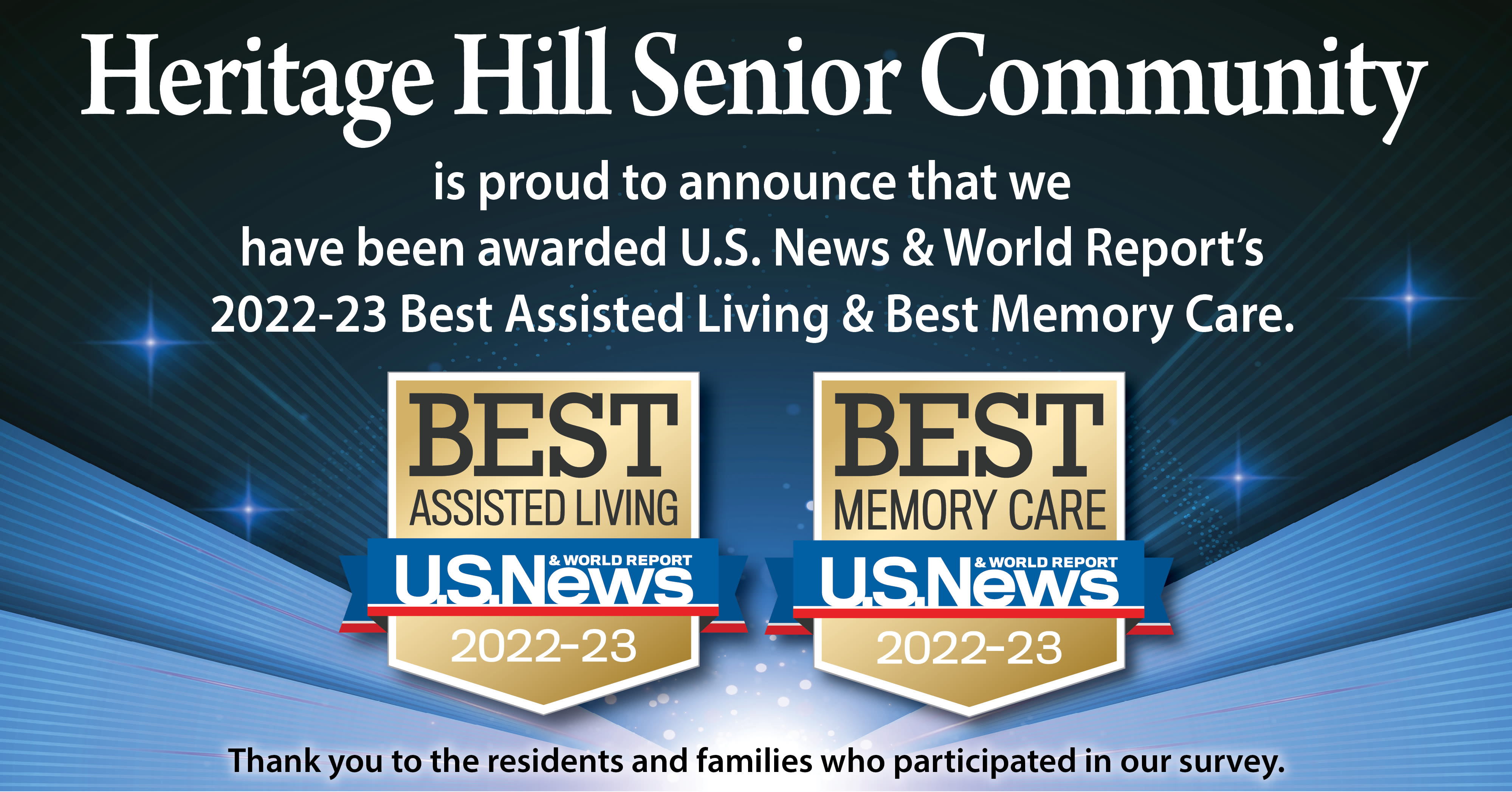 US News Best Senior Living Award 2022 for Heritage Hill Senior Community