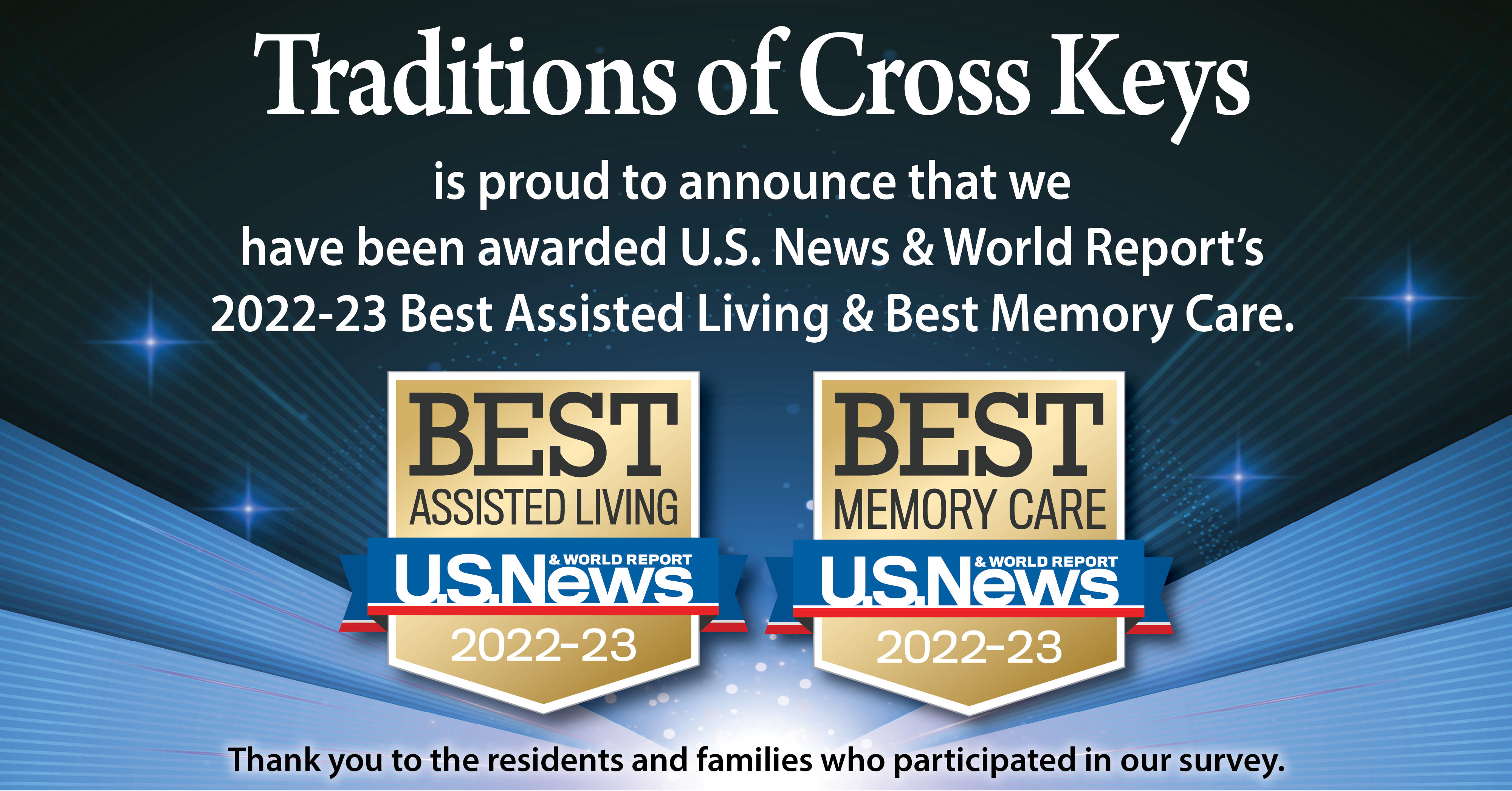 US News Best Senior Living Award 2022 for Traditions of Cross Keys