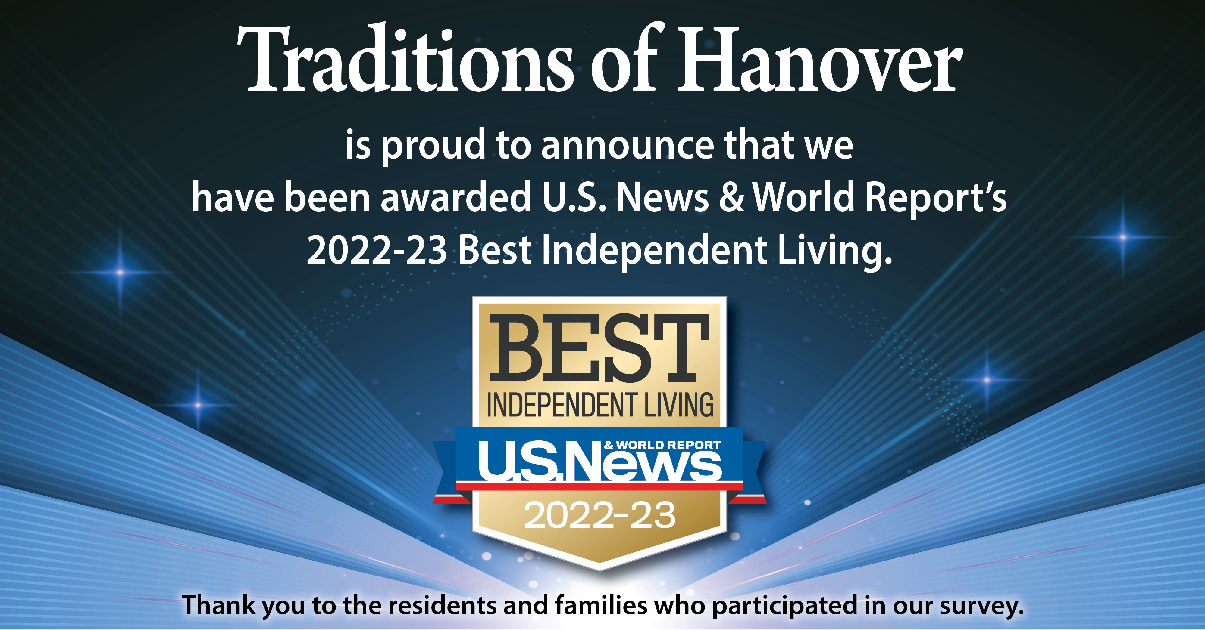 US News Best Senior Living Award 2022 for Traditions of Hanover