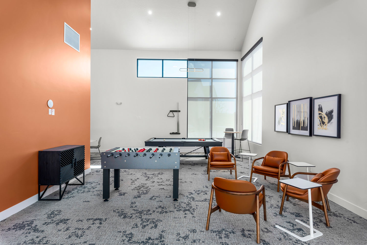 Foosball table area at The Kelton Apartments in American Fork, Utah