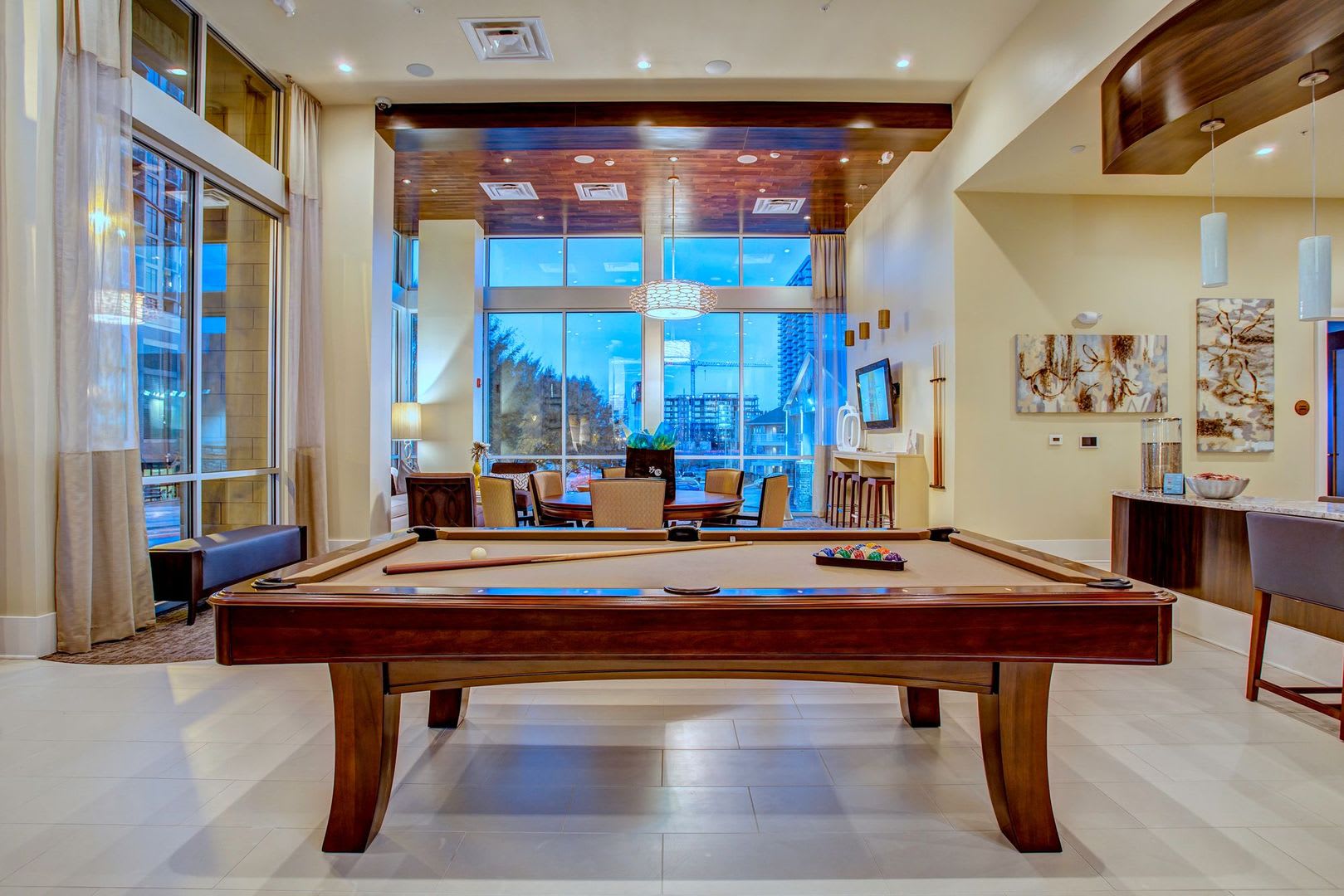 Pool table in the clubhouse at 1505 Demonbreun in Nashville, Tennessee