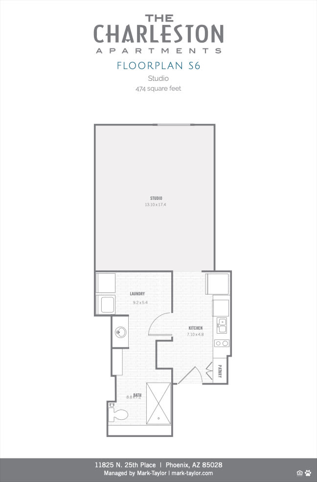 Charleston studio S6 2D floor plan image