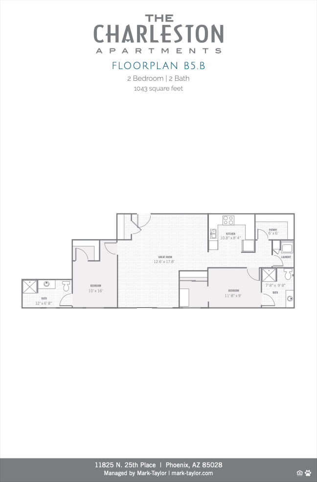 Charleston B5.b 2 bedroom 2D floor plan image