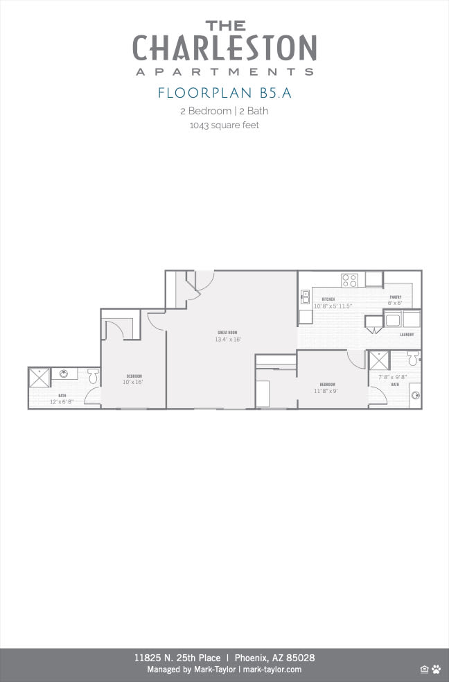 Charleston B5.A 2 bedroom 2D floor plan image