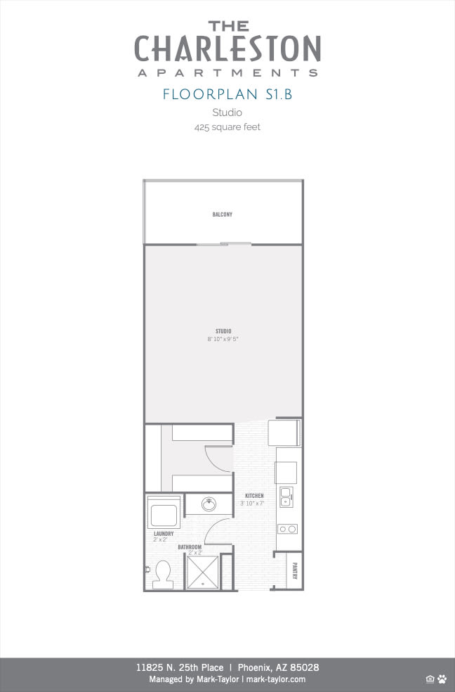 Charleston studio S1.B 2D floor plan image