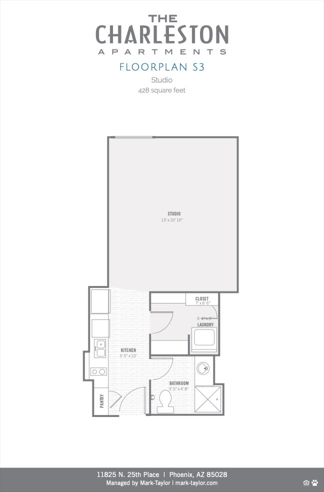 Charleston studio S3 2D floor plan image