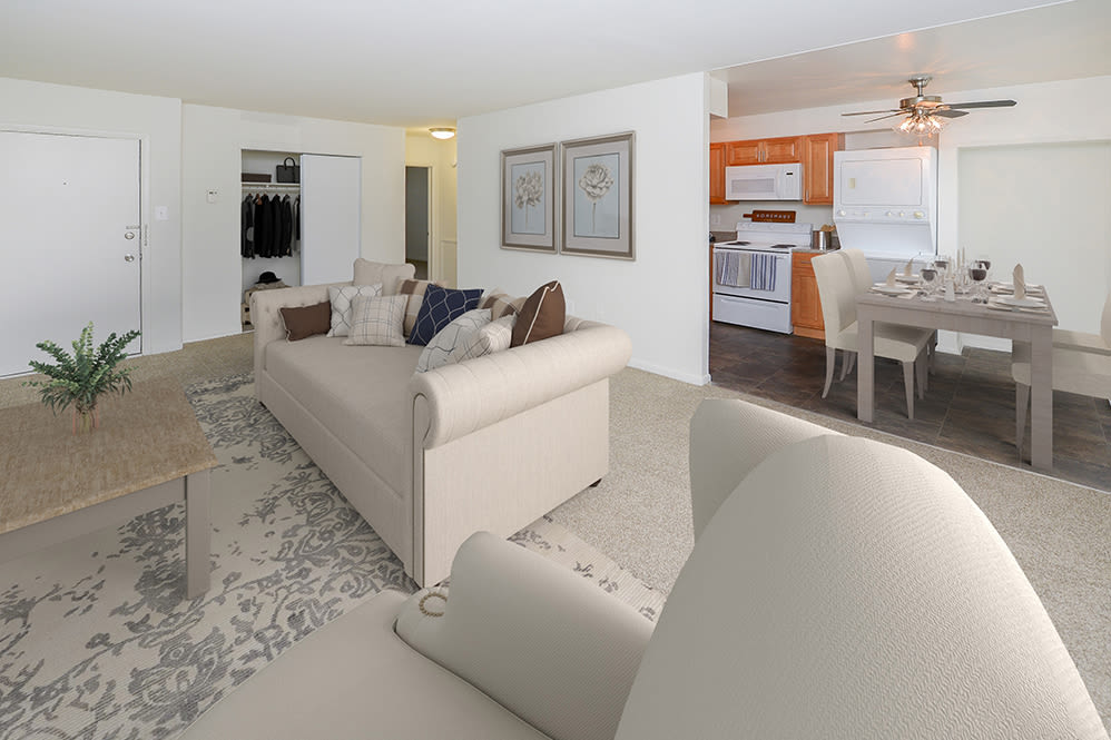 Beautiful Living Room at Warwick Terrace Apartment Homes in Somerdale, New Jersey