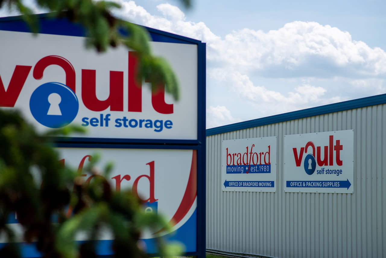 Vault Sign at Vault Self Storage - Bradford in Holland Landing, Ontario