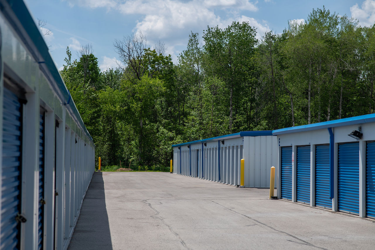 Outdoor drive-up access storage at Vault Self Storage - Bradford in Holland Landing, Ontario