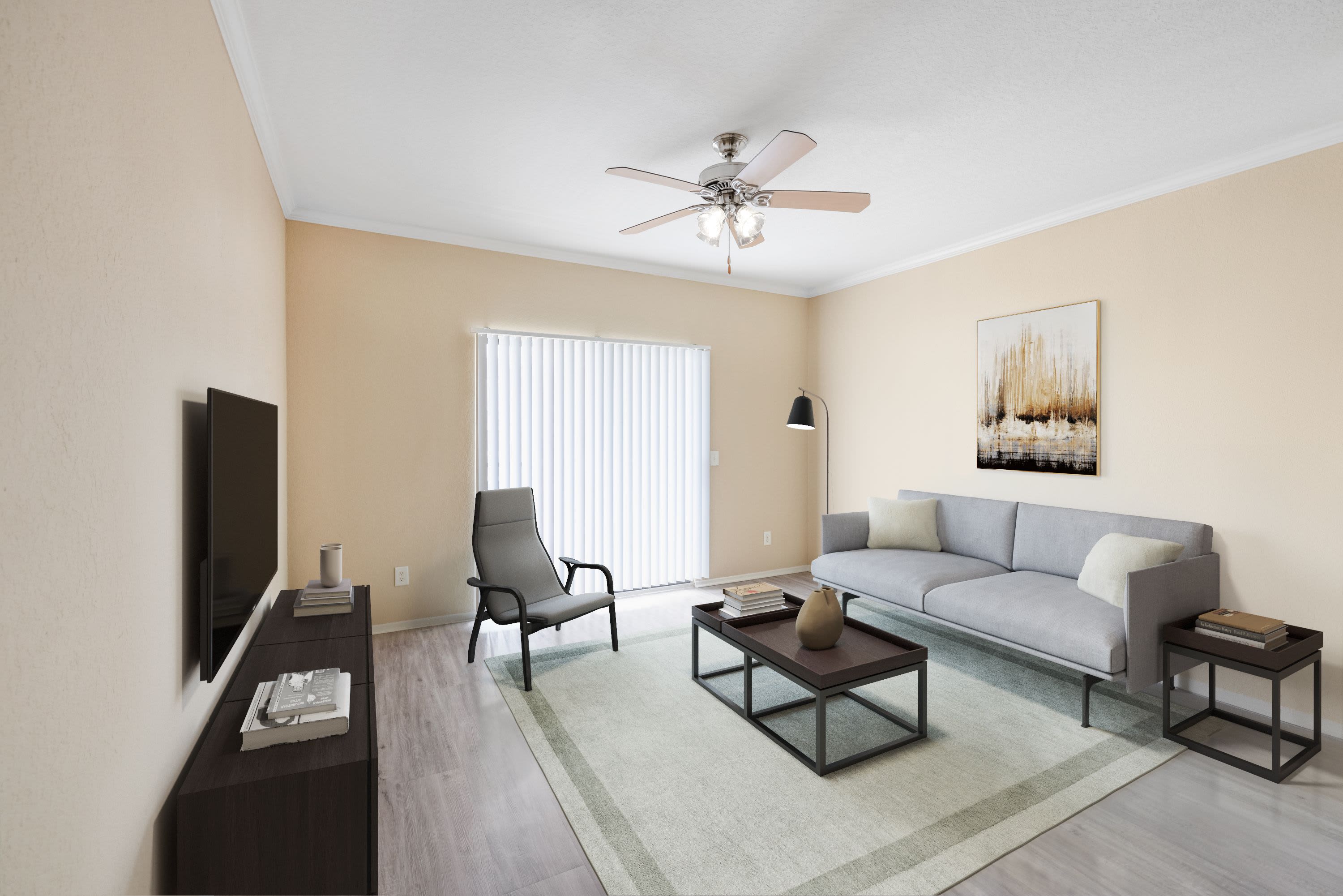 Spacious living room at Verandahs of Brighton Bay | Apartments & Townhomes in St. Petersburg, Florida