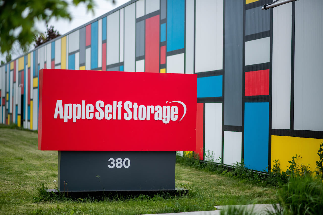 Outdoor exterior sign for Apple Self Storage - Scarborough in Scarborough, Ontario